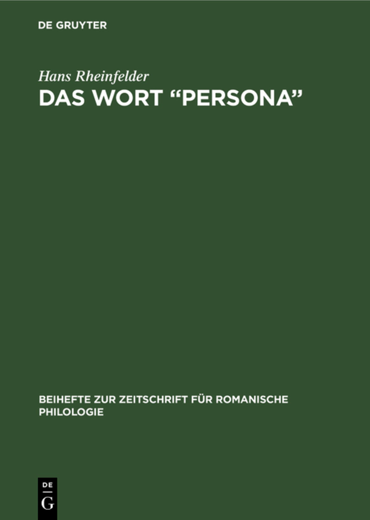 Cover image for Das Wort “Persona” ISBN 9783112325131