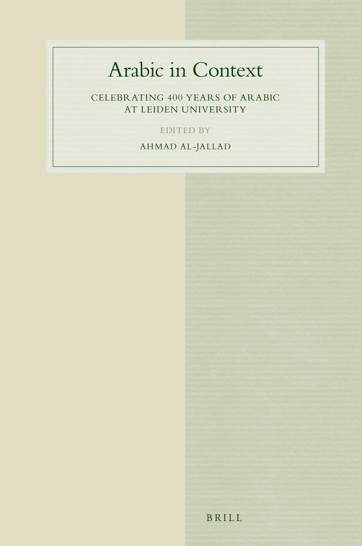 Cover image for Arabic in Context ISBN 9789004343030