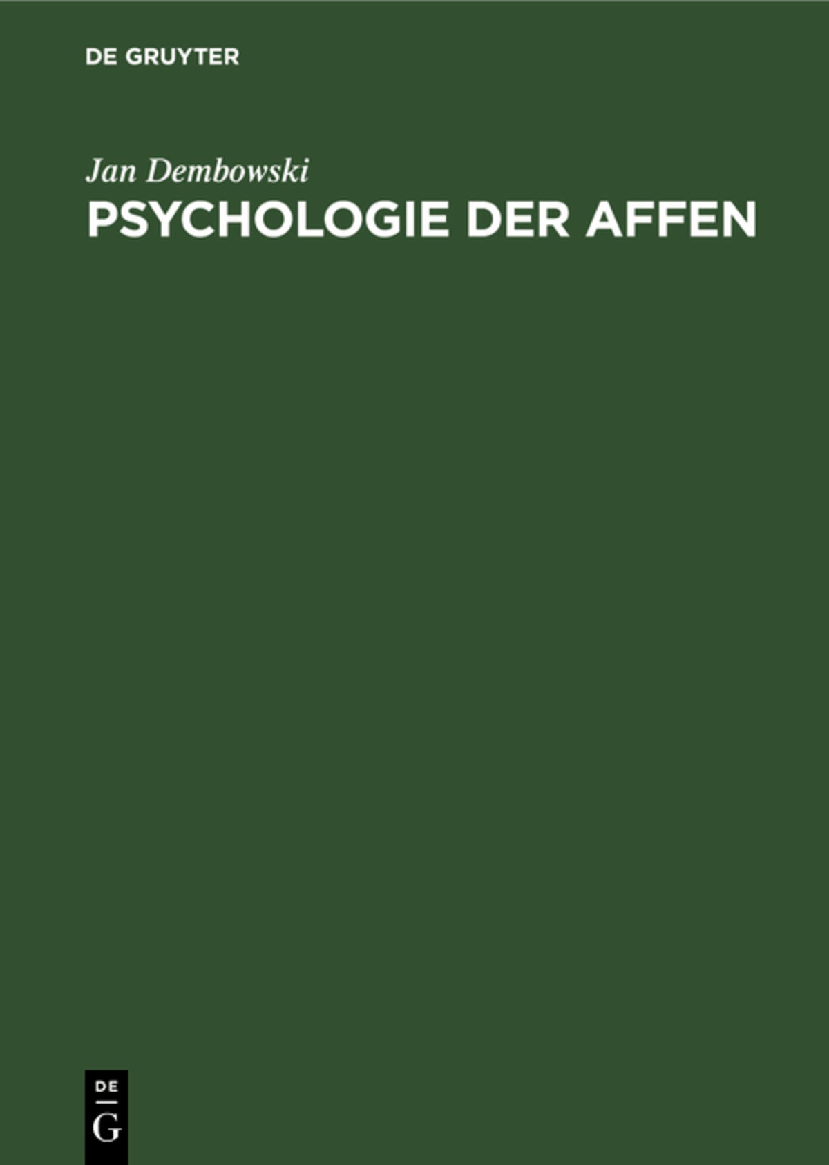 Cover image for Psychologie der Affen ISBN 9783112479490