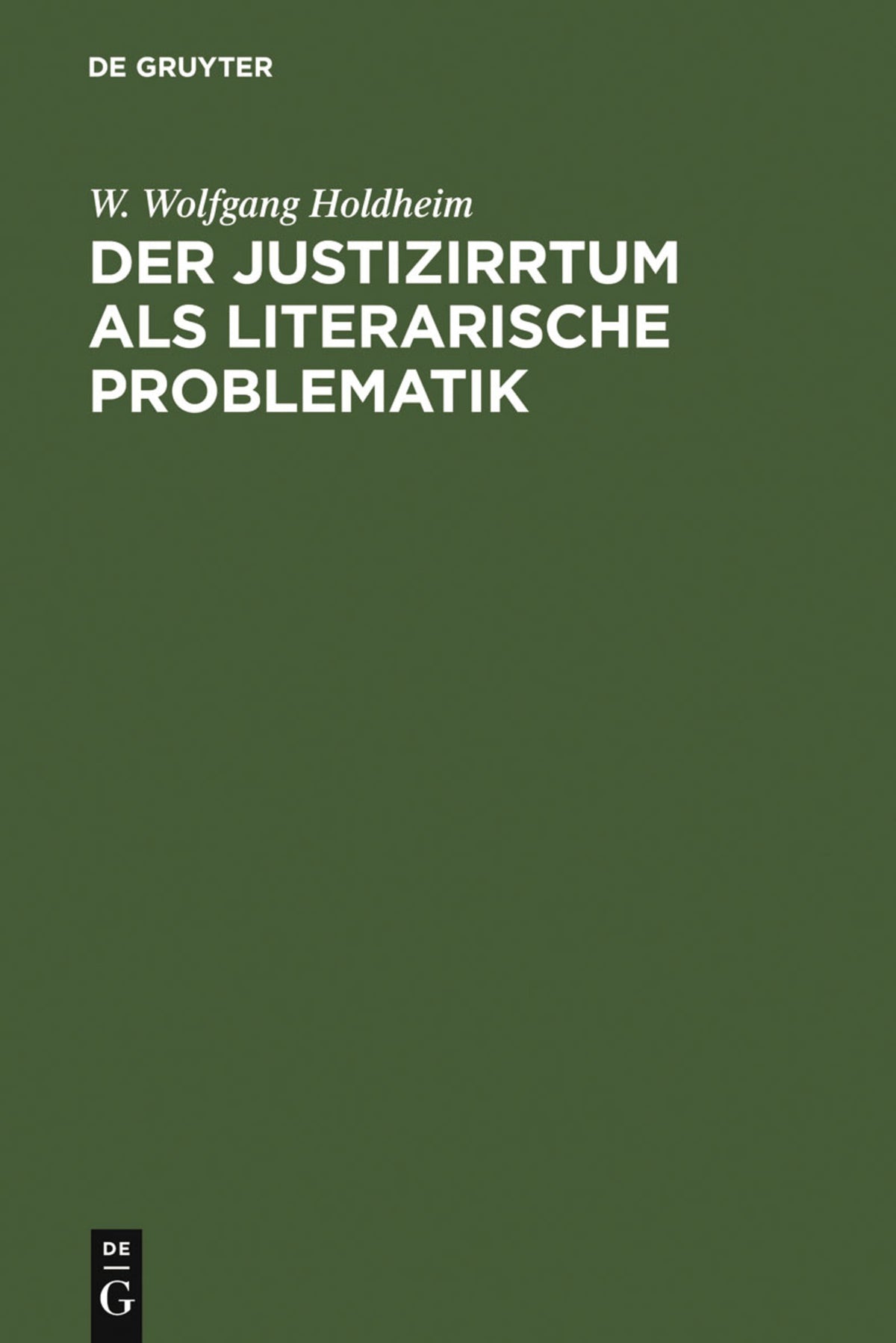 Cover image for Der Justizirrtum als literarische Problematik ISBN 9783110005370