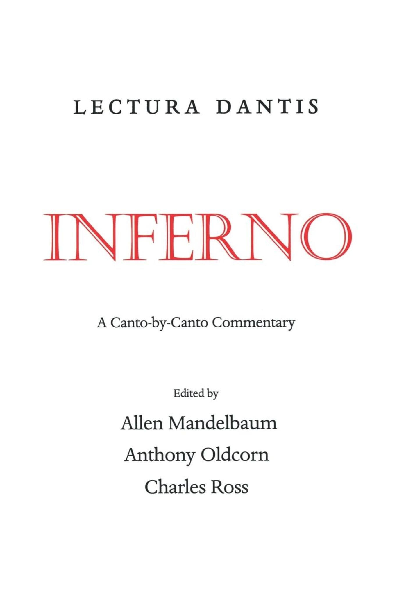 Cover image for Lectura Dantis, Inferno ISBN 9780520920538