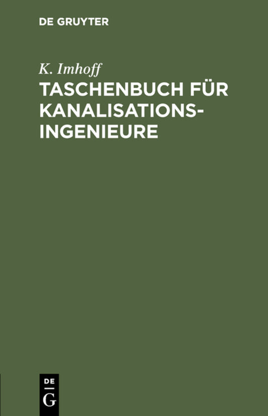 Taschenbuch für Kanalisationsingenieure