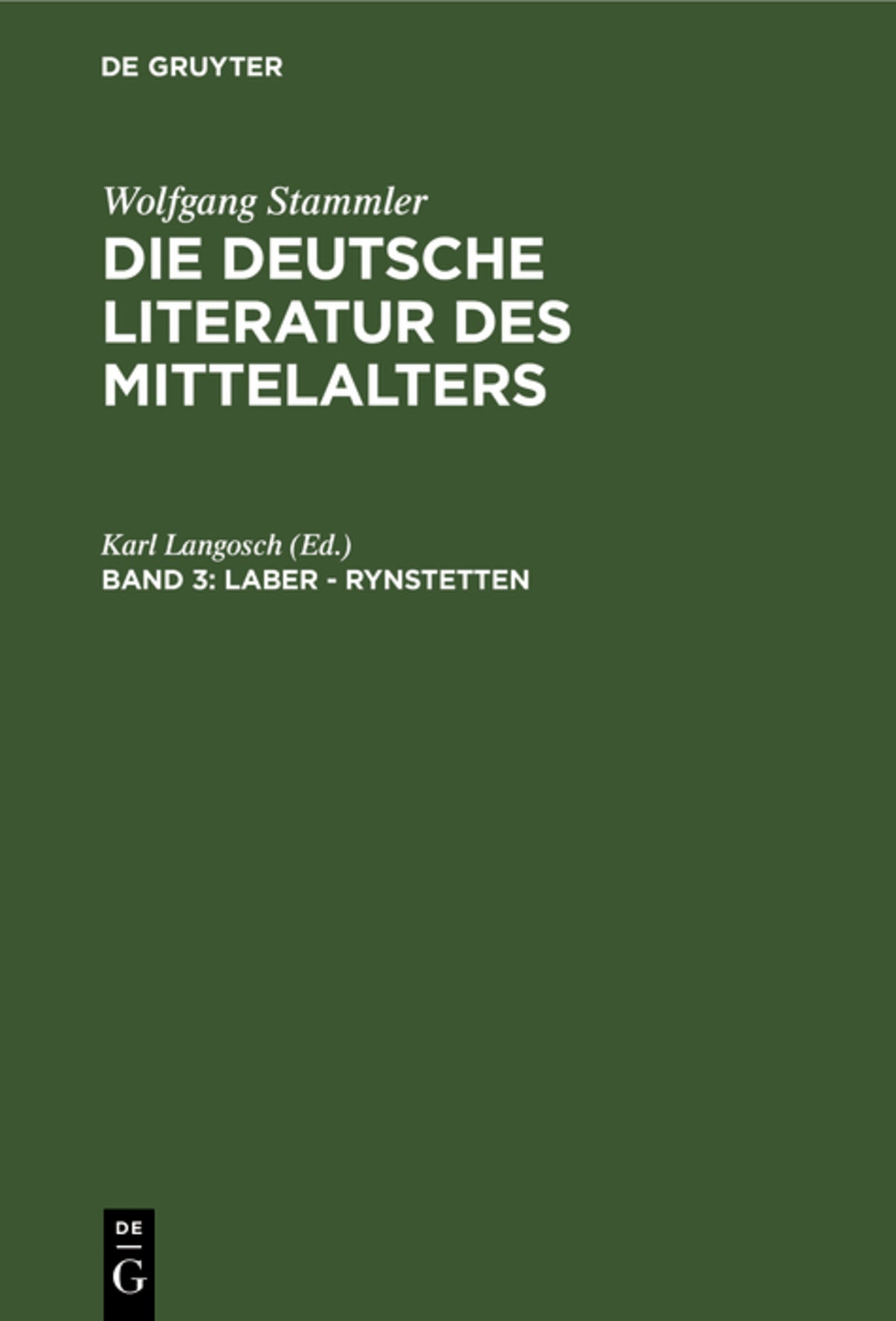 Cover image for Laber - Rynstetten ISBN 9783111055435