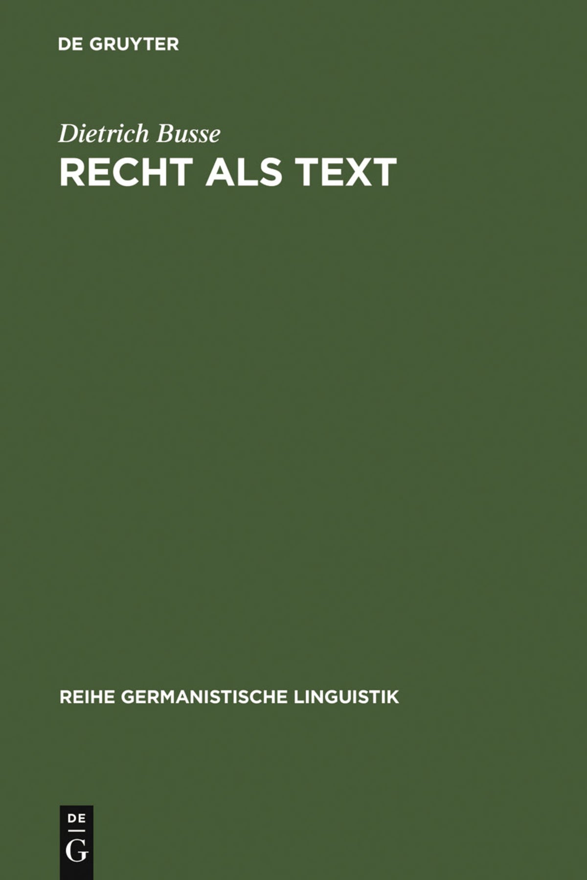 Cover image for Recht als Text ISBN 9783484311312