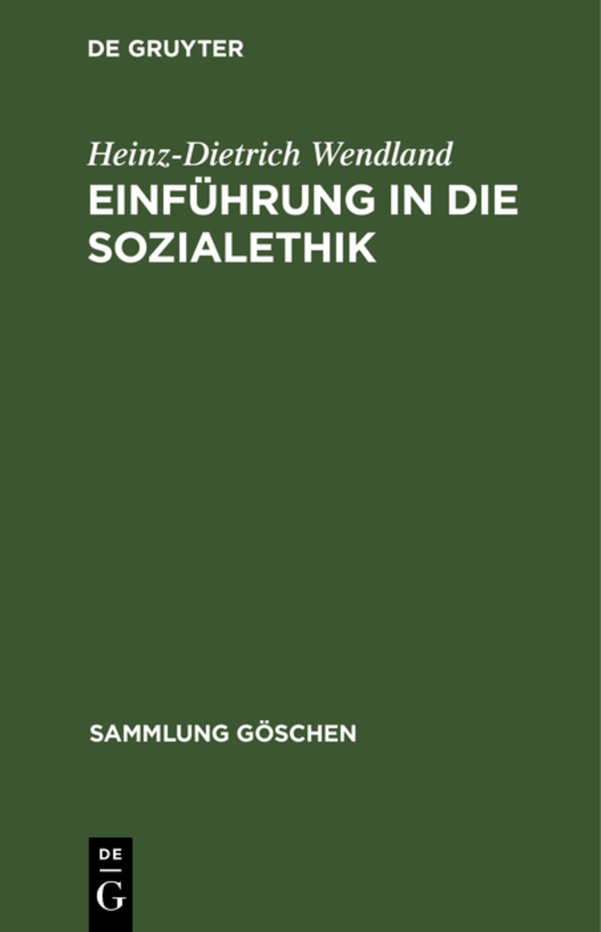 Cover image for Einführung in die Sozialethik ISBN 9783111012131