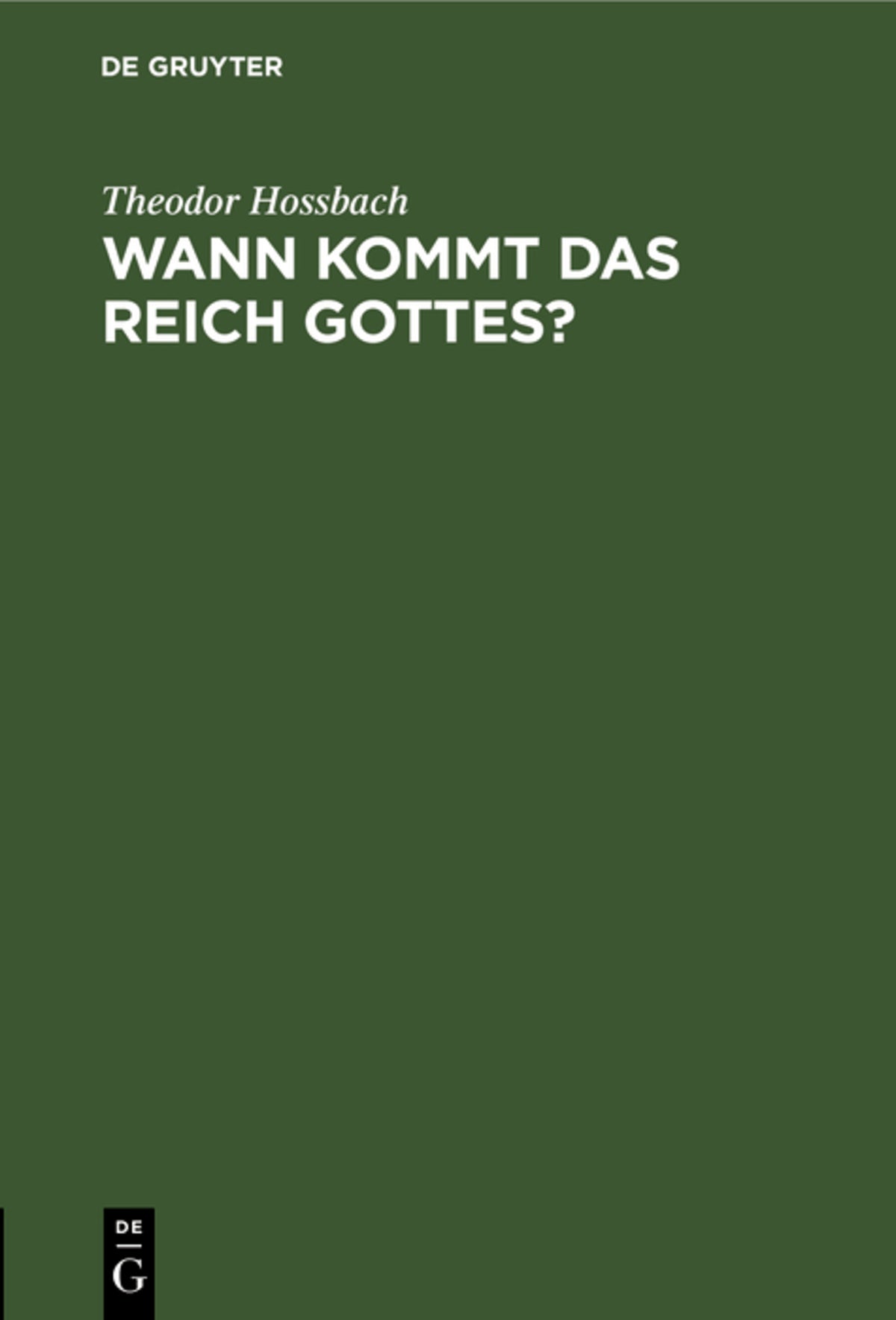 Cover image for Wann kommt das Reich Gottes? ISBN 9783111134208