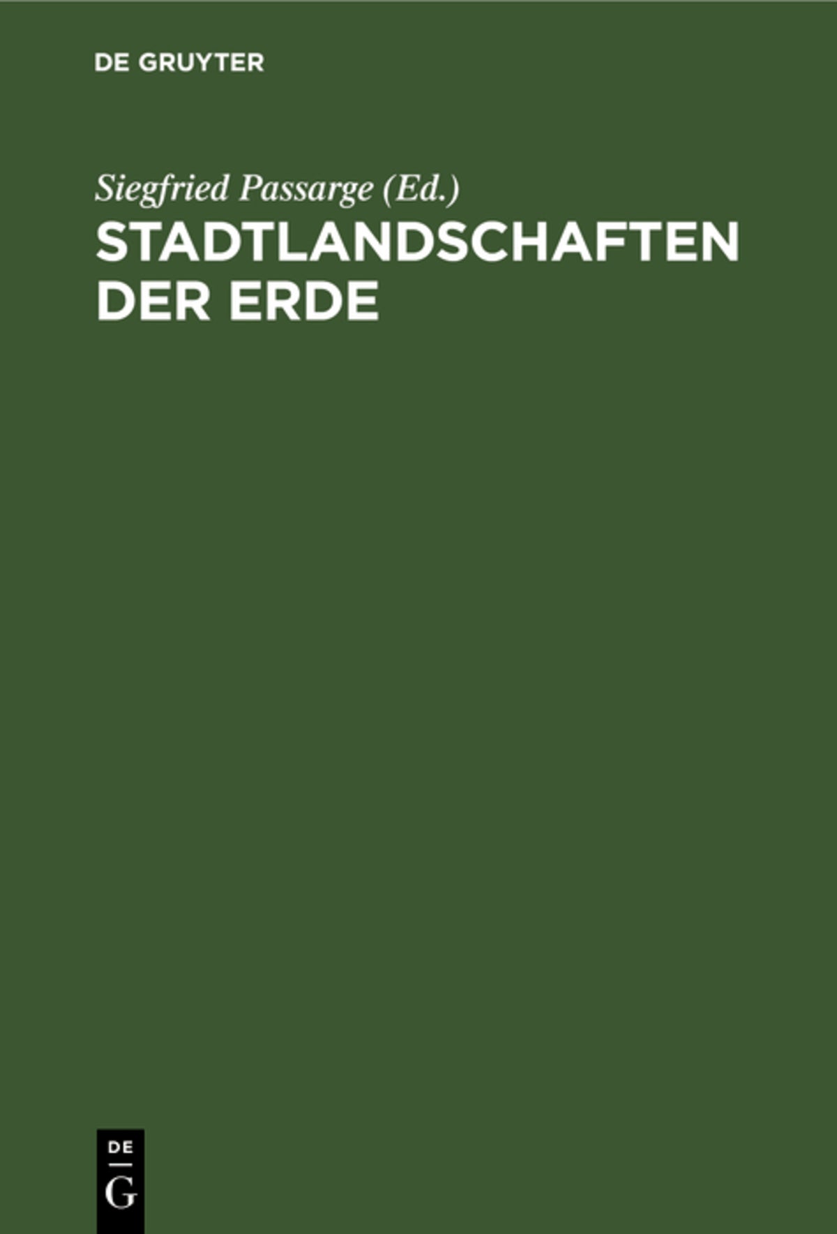 Cover image for Stadtlandschaften der Erde ISBN 9783110005752