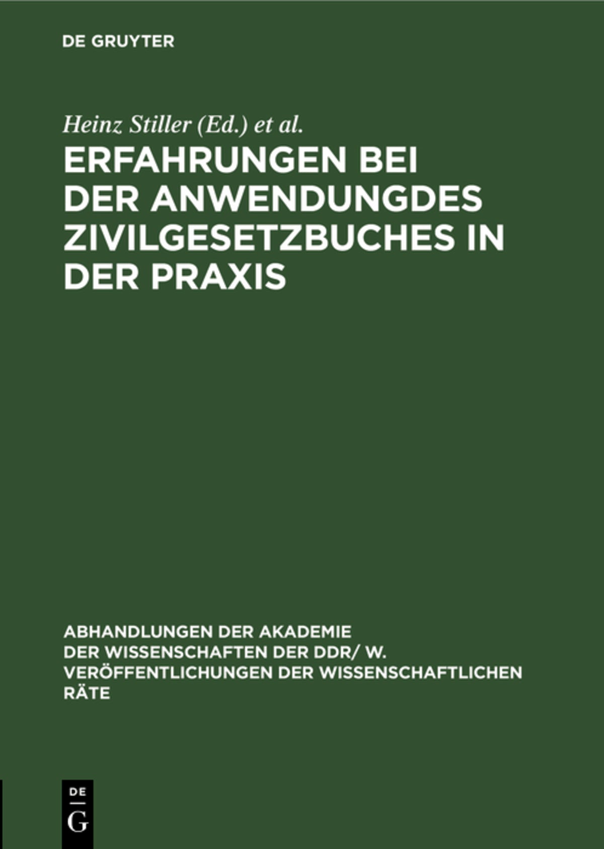 Cover image for Erfahrungen bei der Anwendungdes Zıvilgesetzbuches in der Praxis ISBN 9783112619834