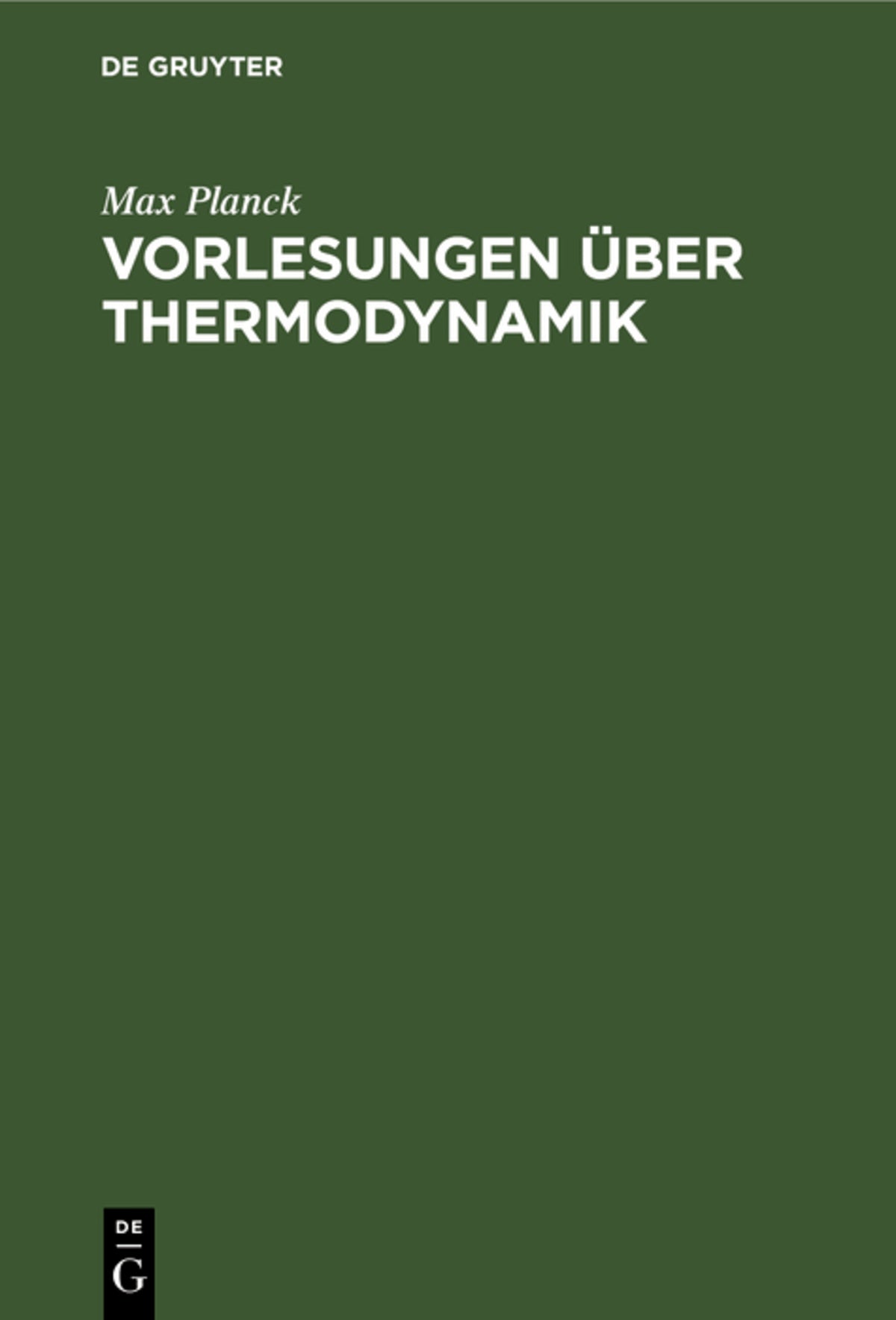 Cover image for Vorlesungen über Thermodynamik ISBN 9783112337318
