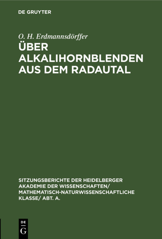 Über Alkalihornblenden aus dem Radautal