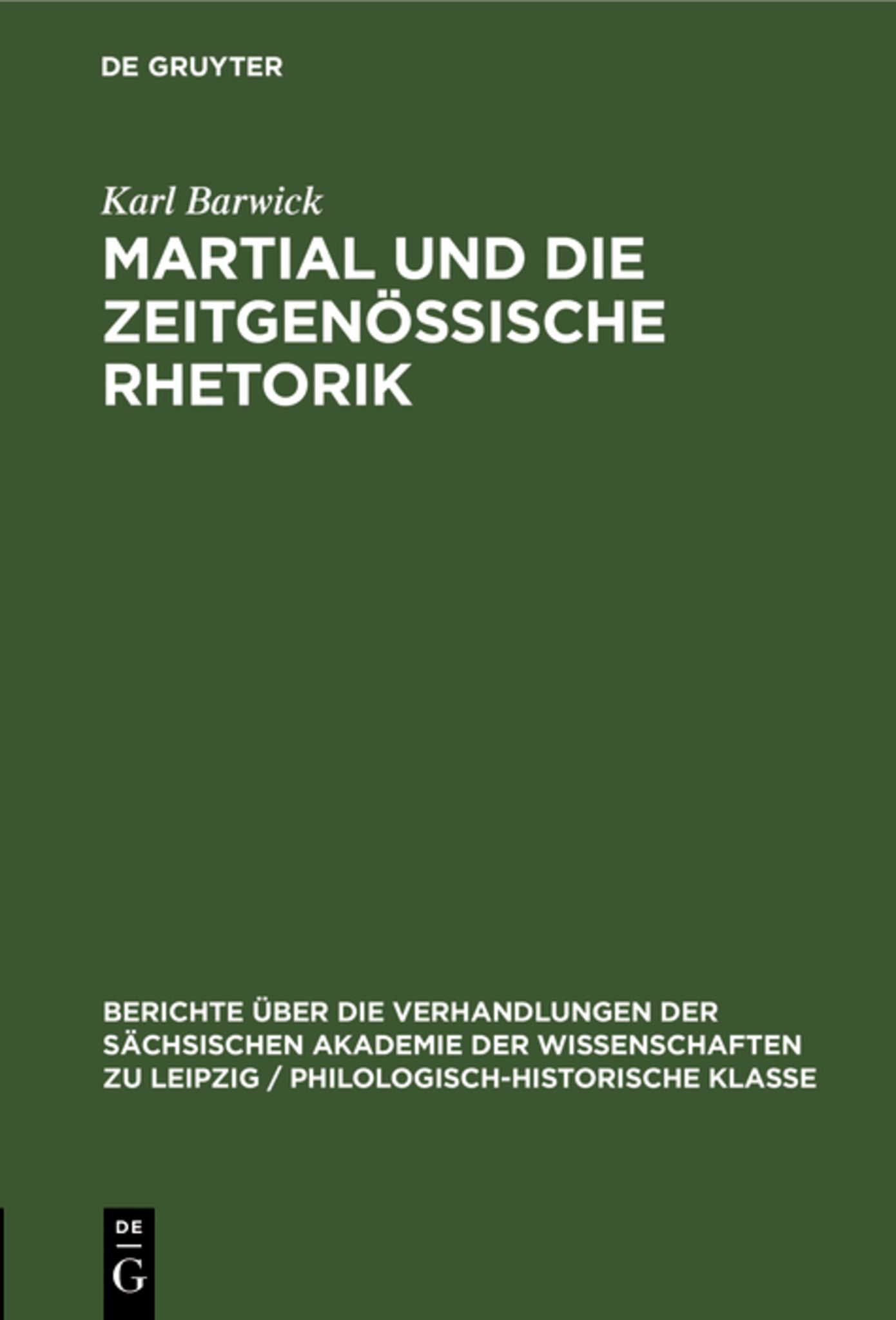 Martial und die Zeitgenössische Rhetorik