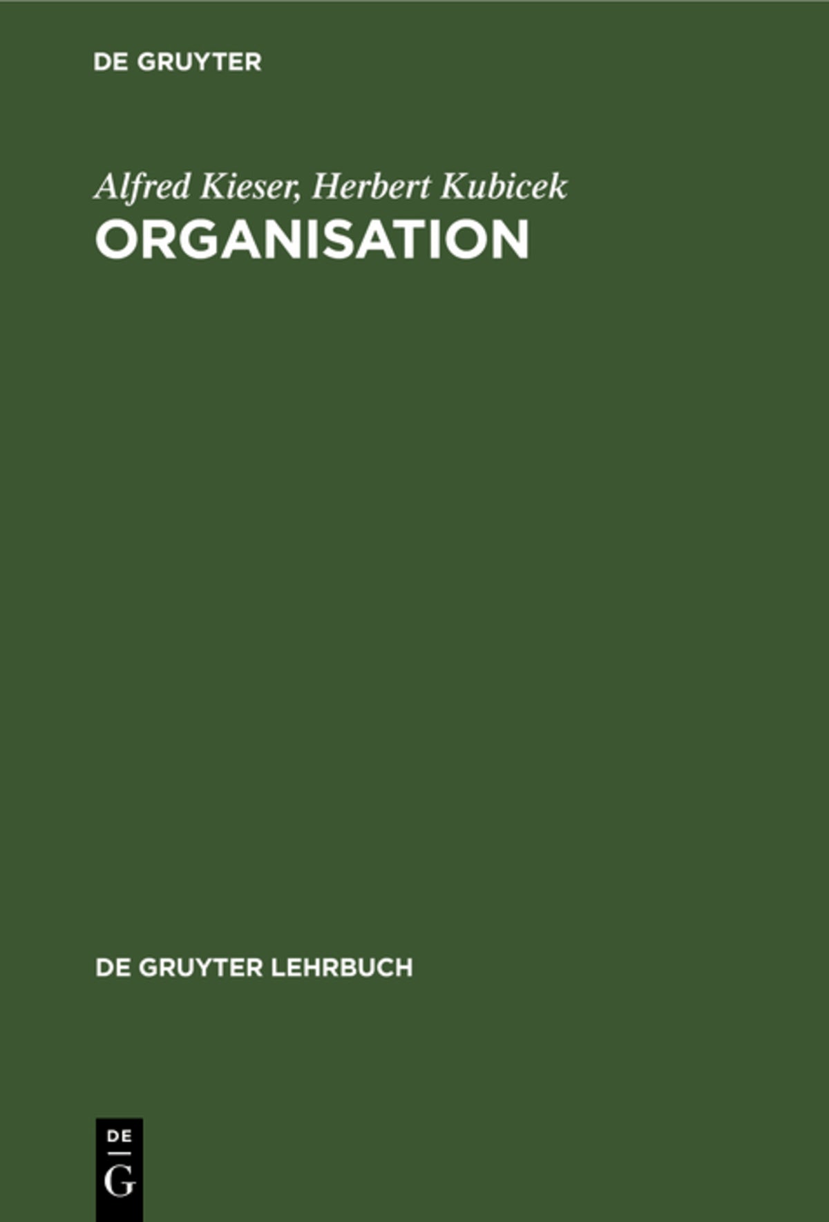 Cover image for Organisation ISBN 9783110065657