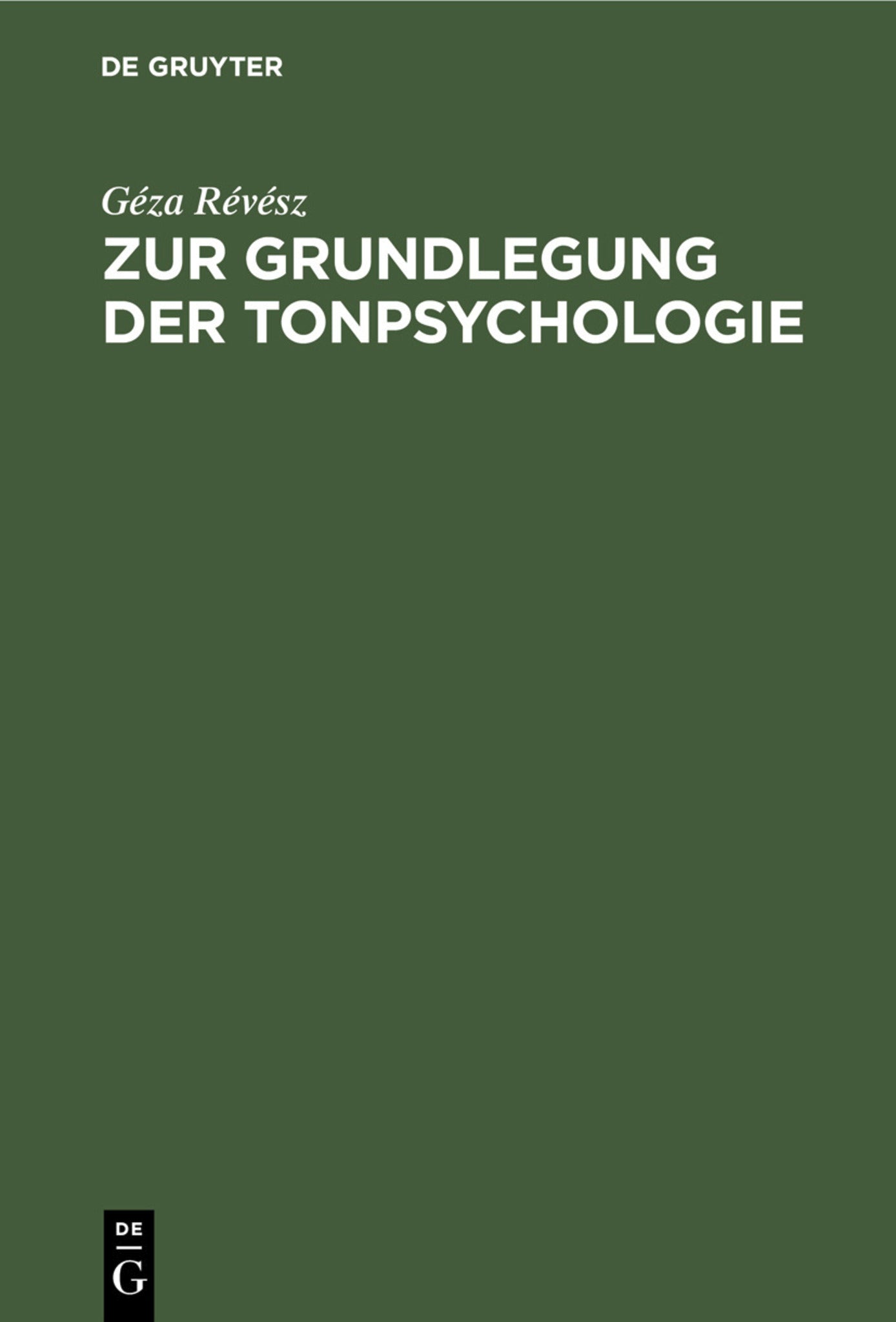 Cover image for Zur Grundlegung der Tonpsychologie ISBN 9783112356999