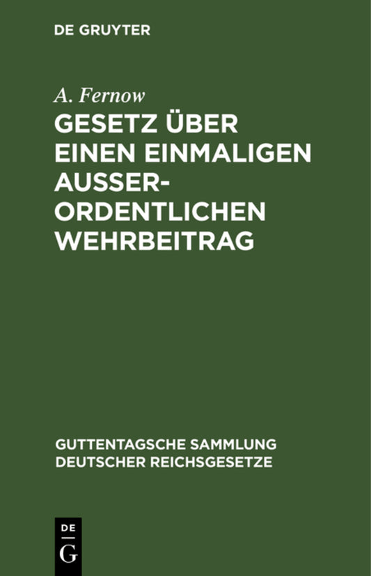 Gesetz über einen einmaligen außerordentlichen Wehrbeitrag