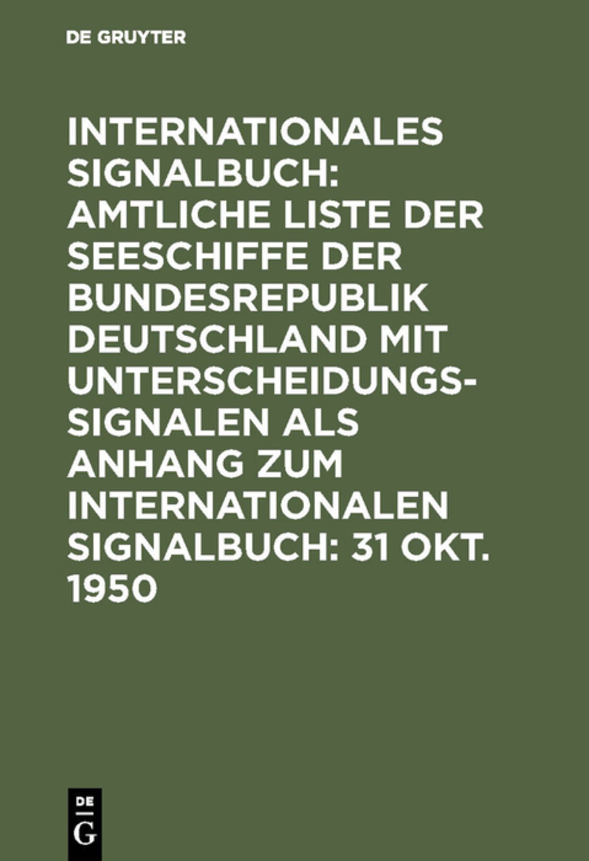 Cover image for 31 Okt. 1950 ISBN 9783111085425