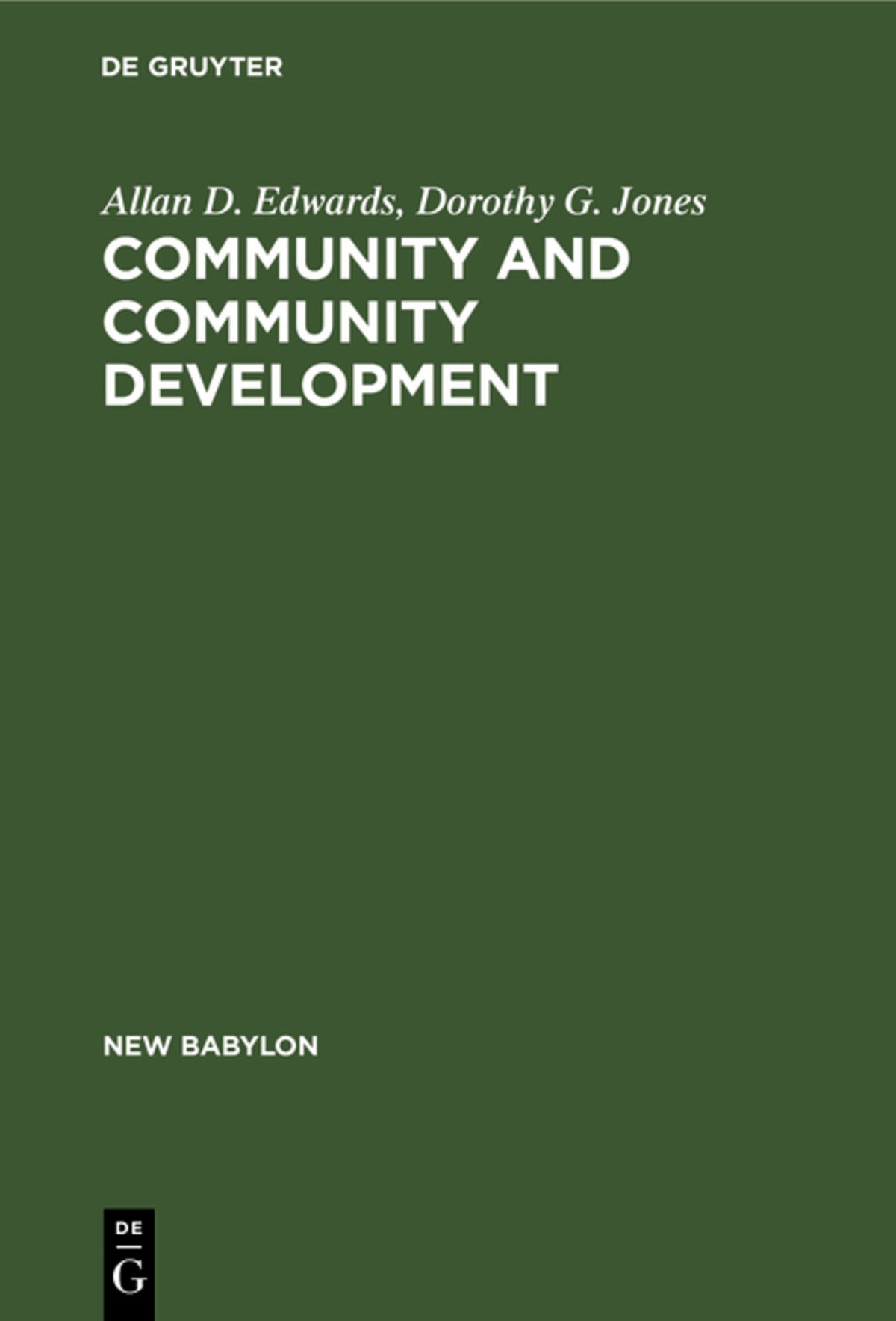 Cover image for Community and community development ISBN 9789027975126