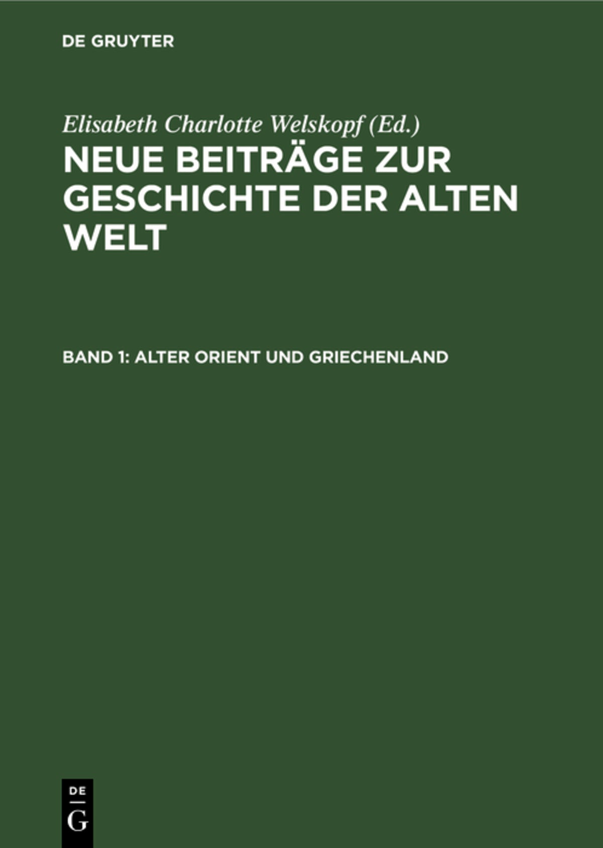 Cover image for Alter Orient und Griechenland ISBN 9783112575178