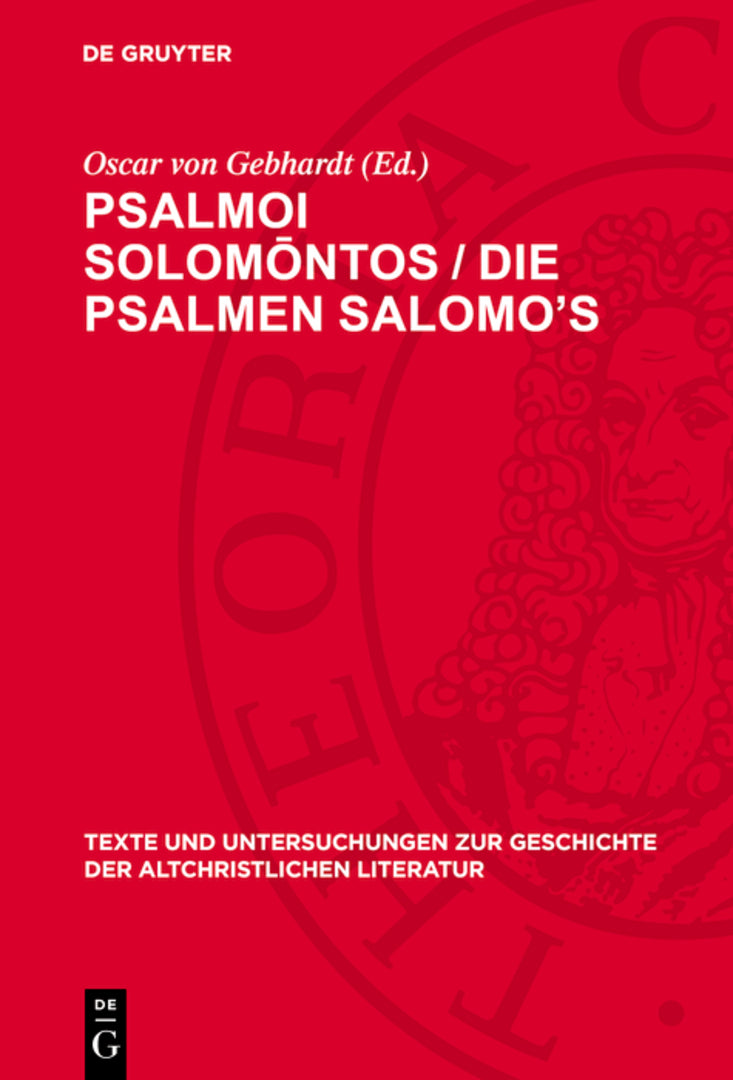 Cover image for Psalmoi Solomōntos / Die Psalmen Salomo’s ISBN 9783112789124