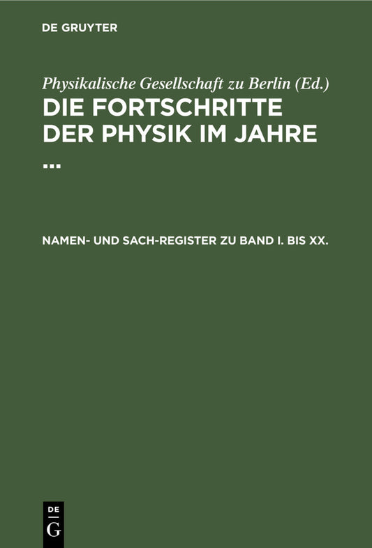 Namen- und Sach-Register zu Band I. bis XX.
