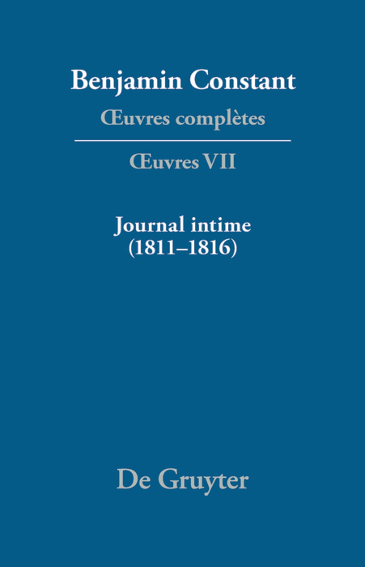 Cover image for Journal intime (1811–1816). Carnet. Livres de dépenses ISBN 9783484504073