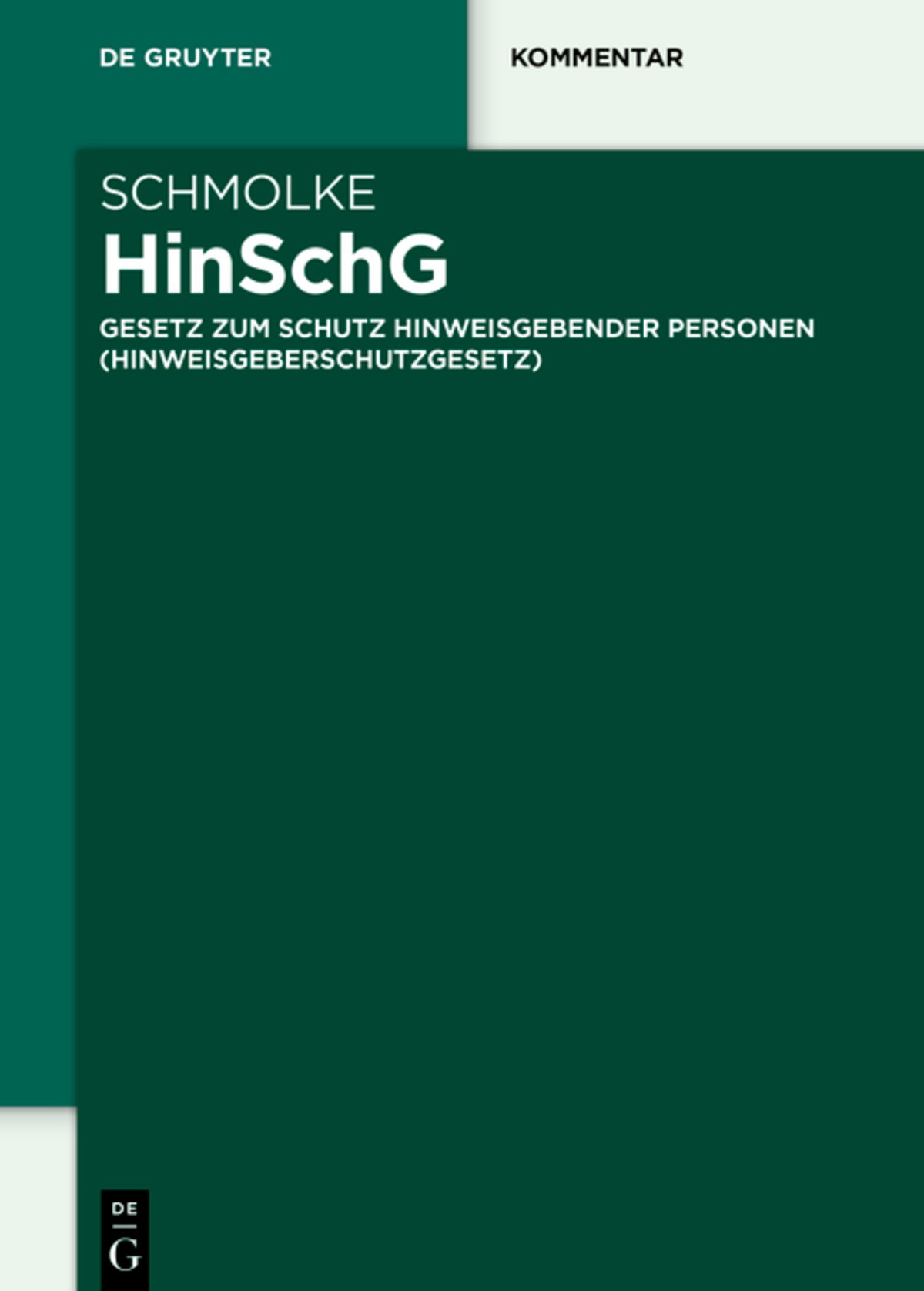 Cover image for HinSchG ISBN 9783110767018
