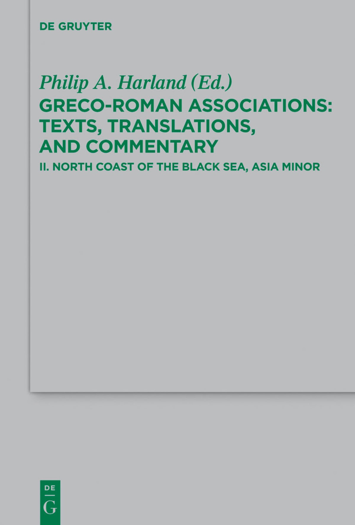 Cover image for North Coast of the Black Sea, Asia Minor ISBN 9783110340143