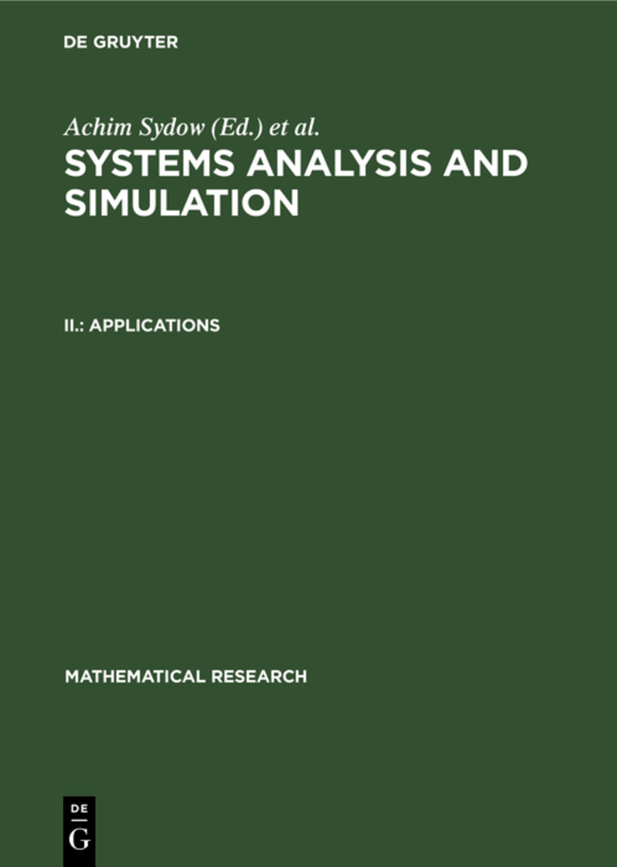 Cover image for Applications ISBN 9783112472552