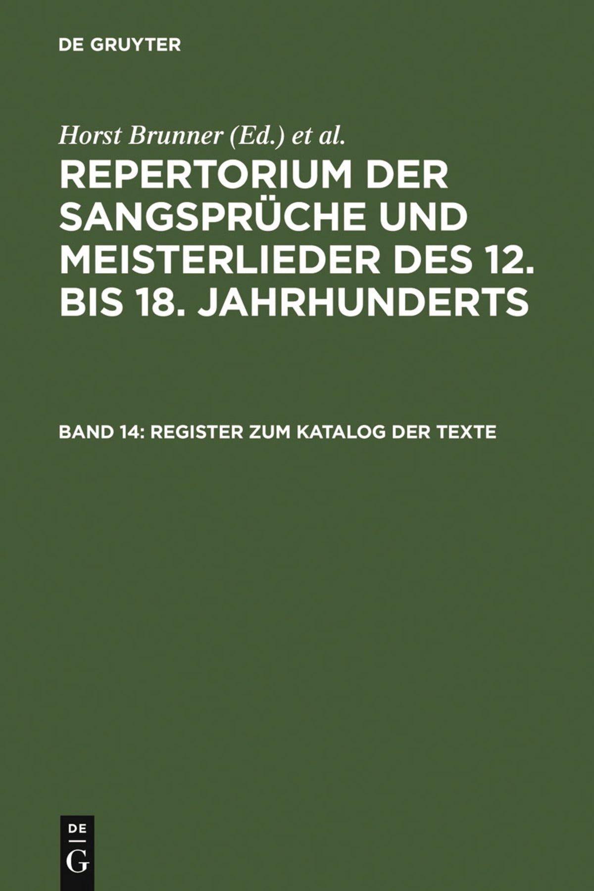 Cover image for Register zum Katalog der Texte ISBN 9783484105140