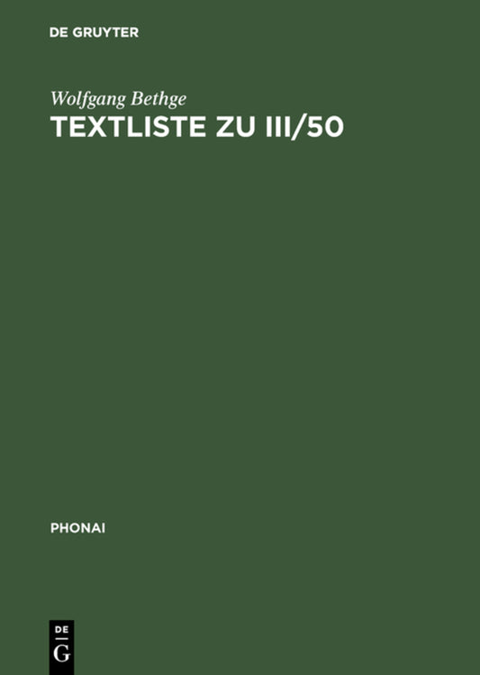 Textliste zu III/50