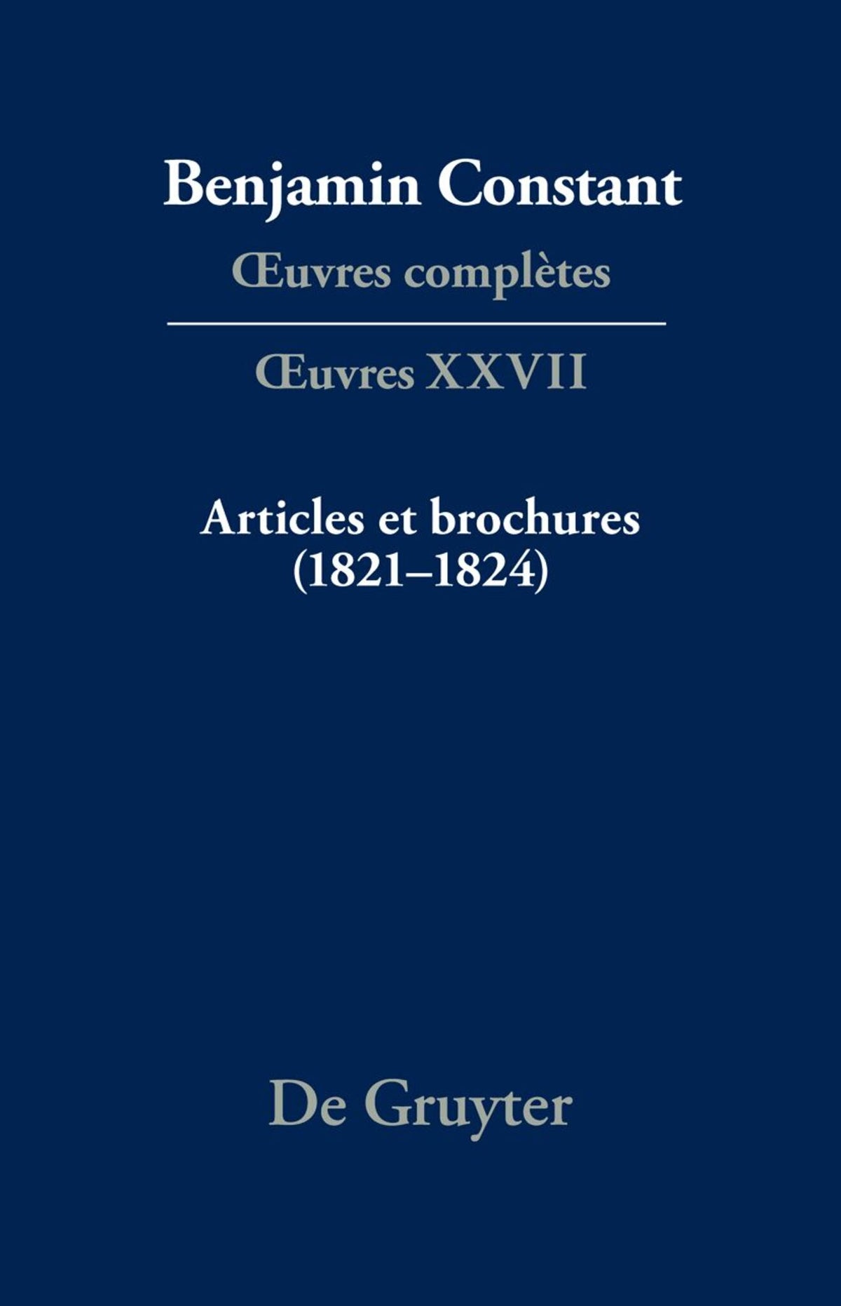 Articles et brochures (1821–1824)