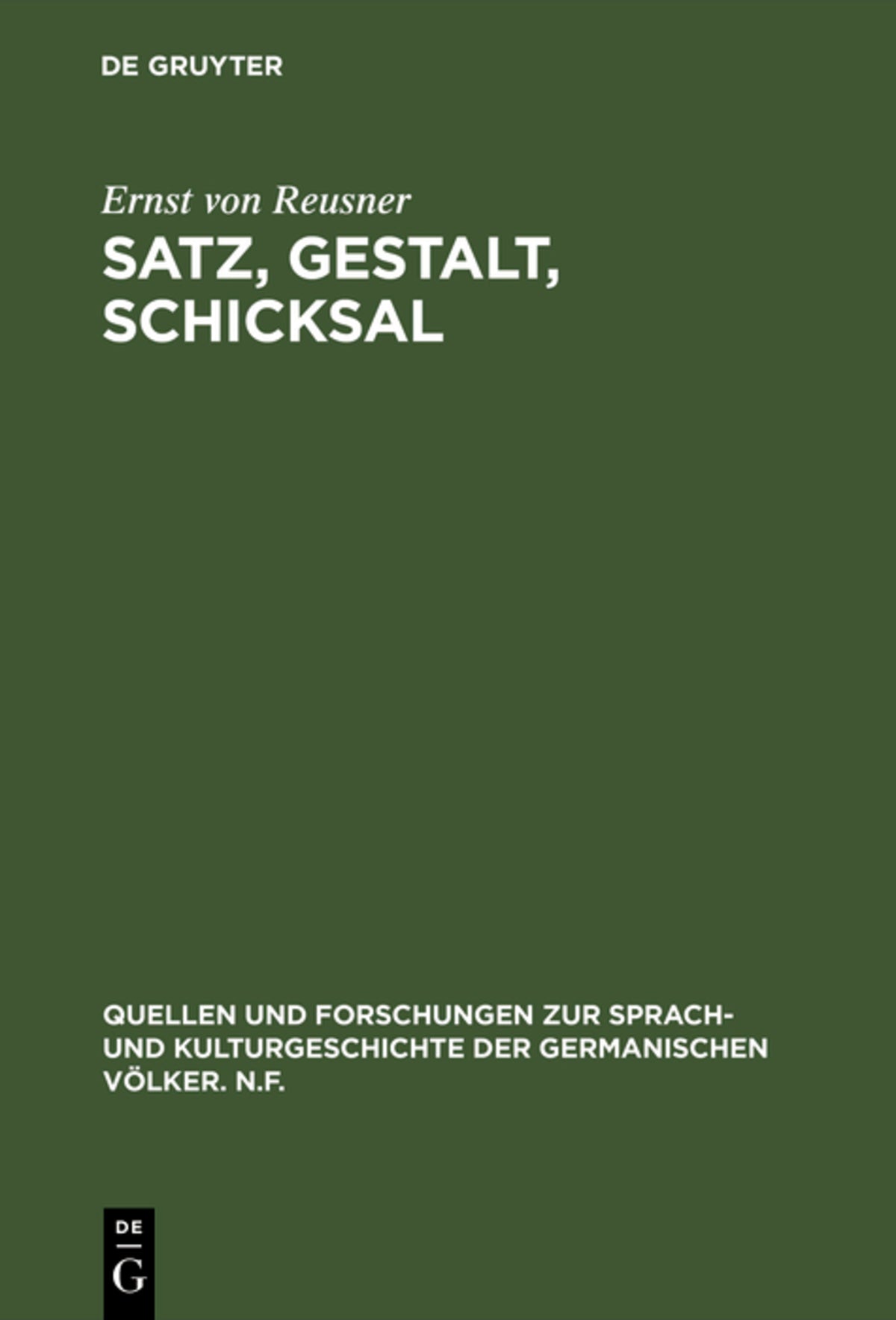 Cover image for Satz, Gestalt, Schicksal ISBN 9783111022871