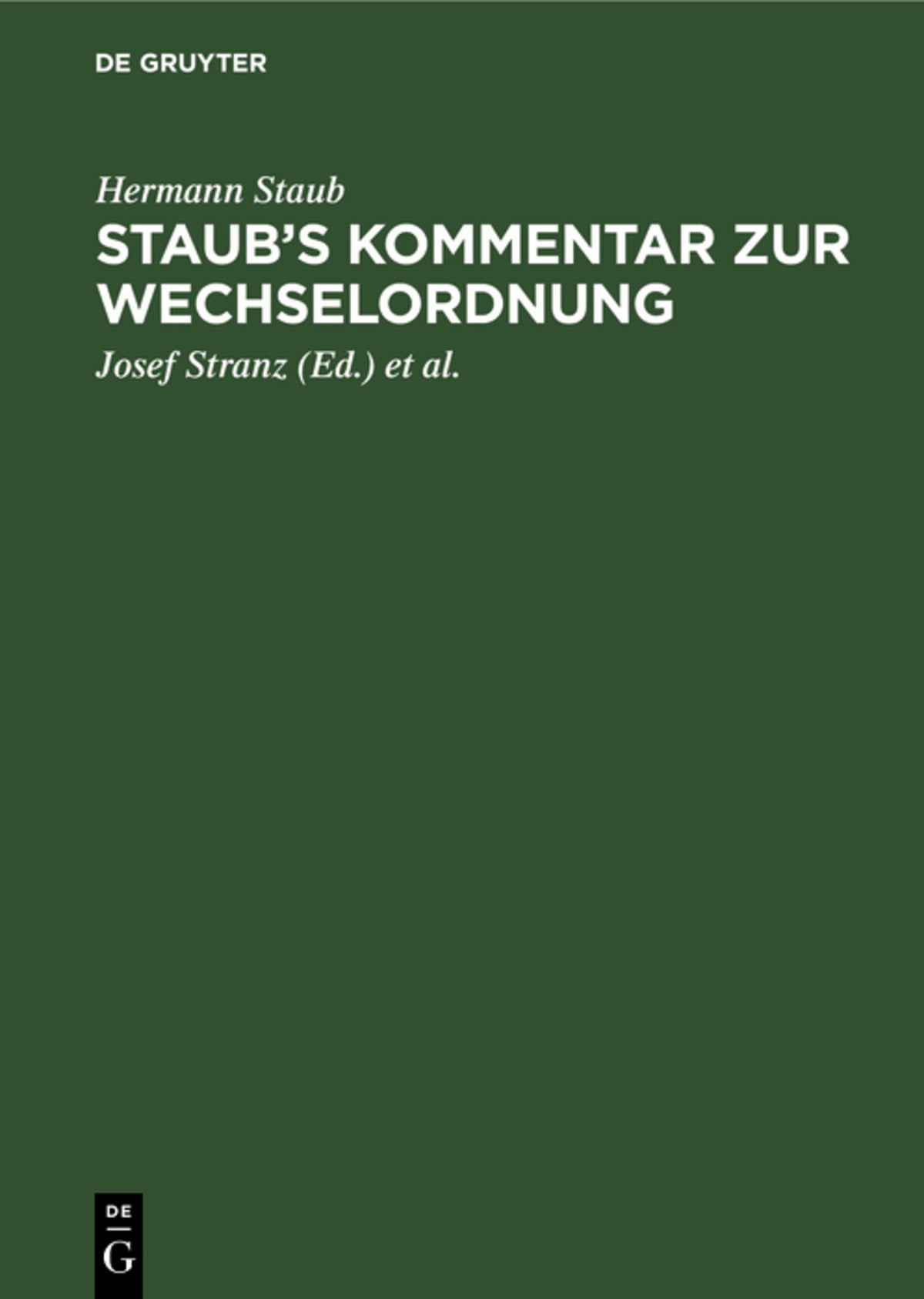 Cover image for Staub’s Kommentar zur Wechselordnung ISBN 9783111303185