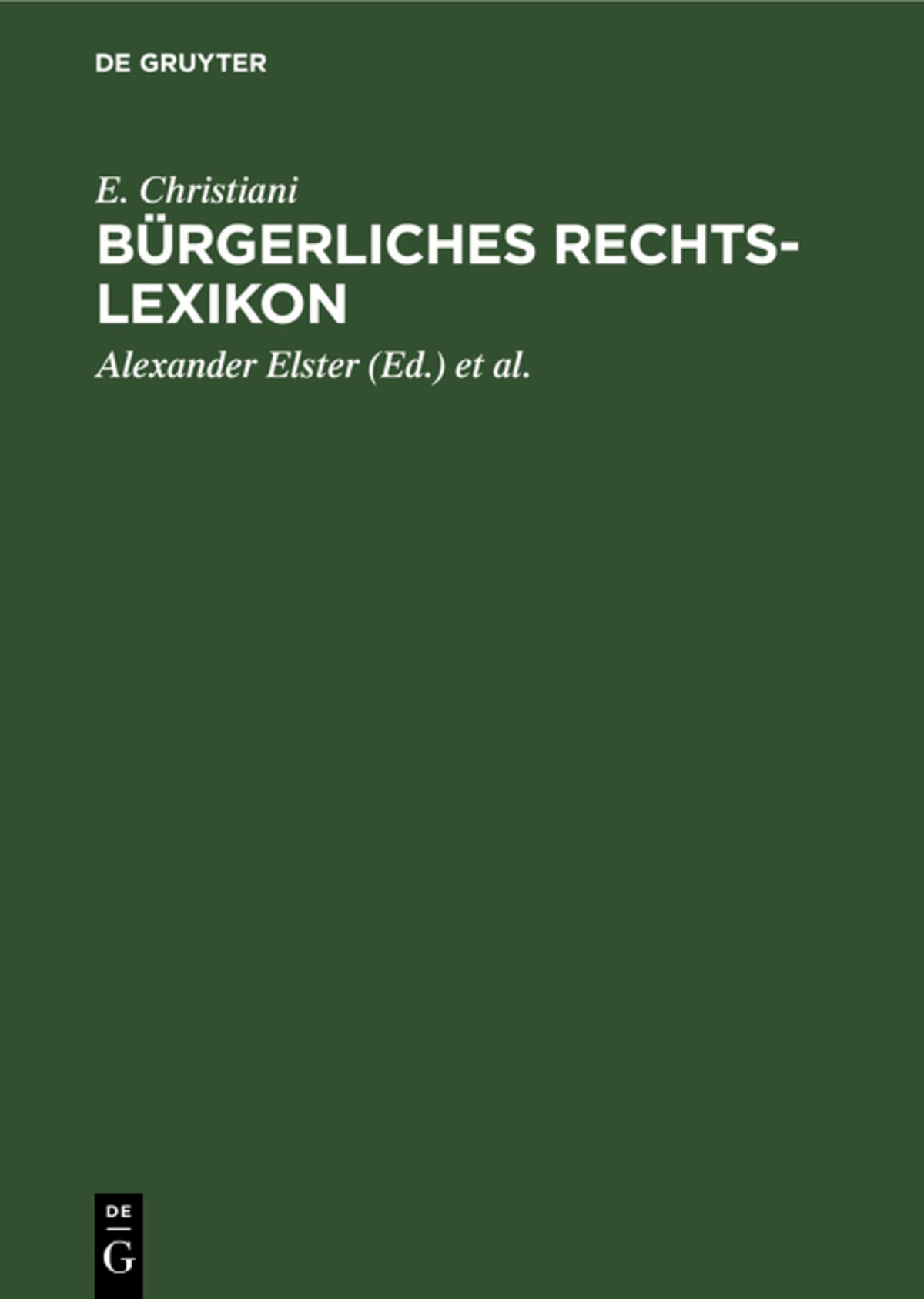 Cover image for Bürgerliches Rechts-Lexikon ISBN 9783111105116