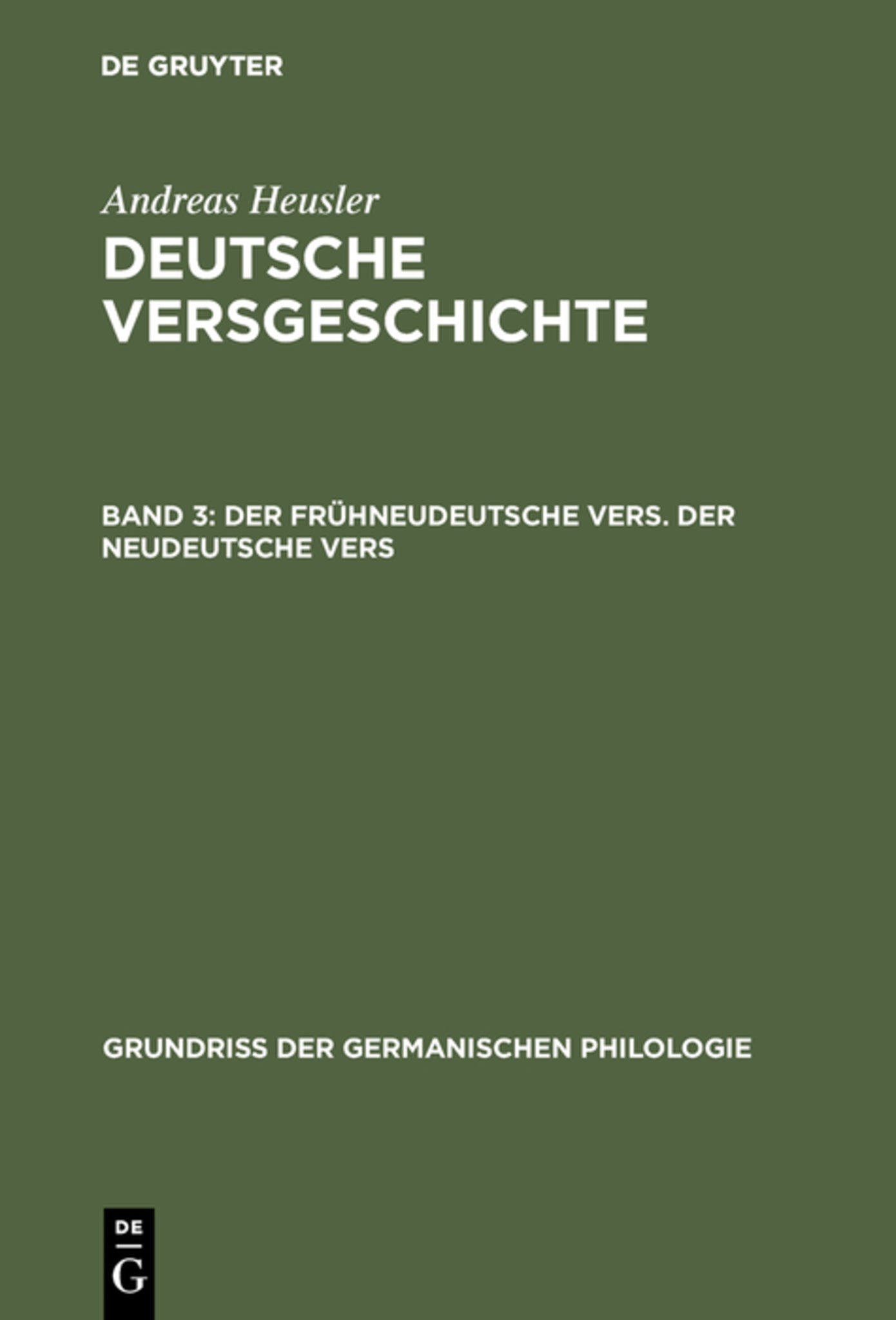 Der frühneudeutsche Vers. Der neudeutsche Vers