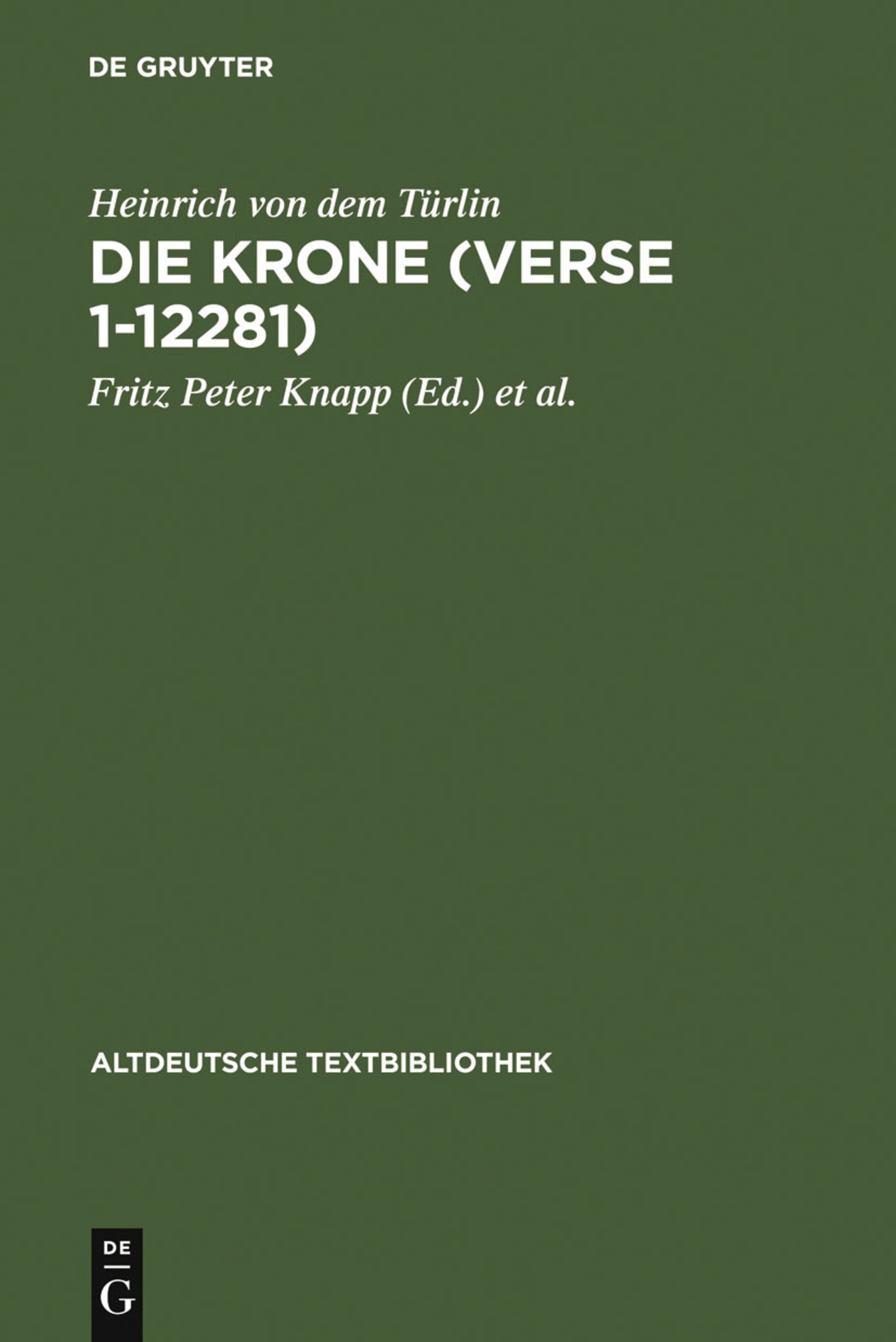 Cover image for Die Krone (Verse 1-12281) ISBN 9783484202122