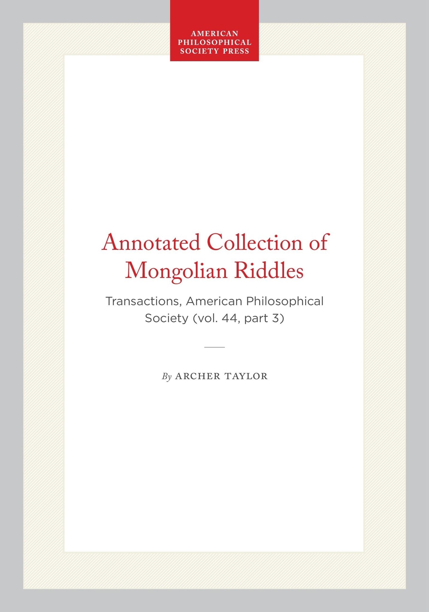 Cover image for Annotated Collection of Mongolian Riddles ISBN 9798893980165