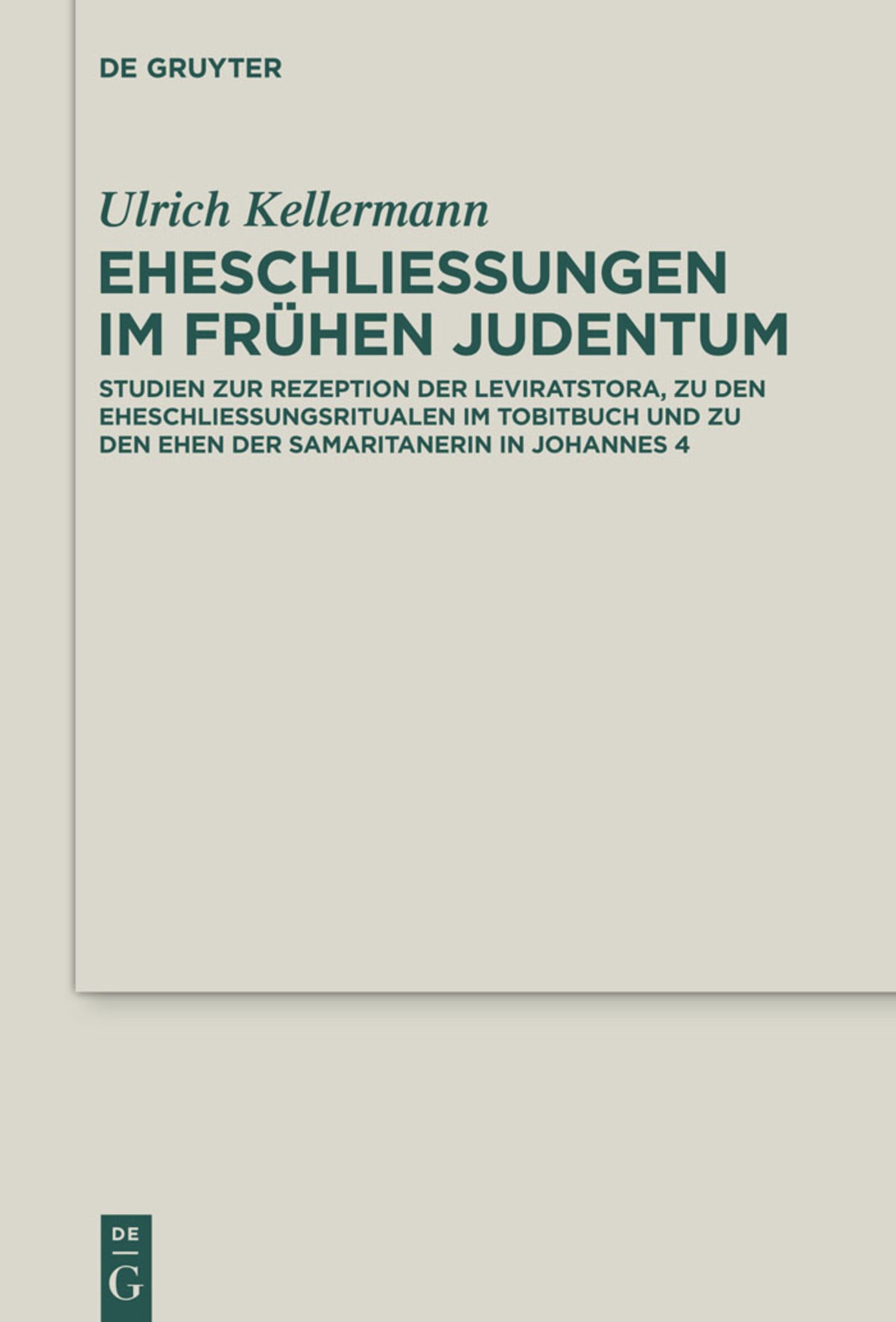 Cover image for Eheschließungen im frühen Judentum ISBN 9783110339925