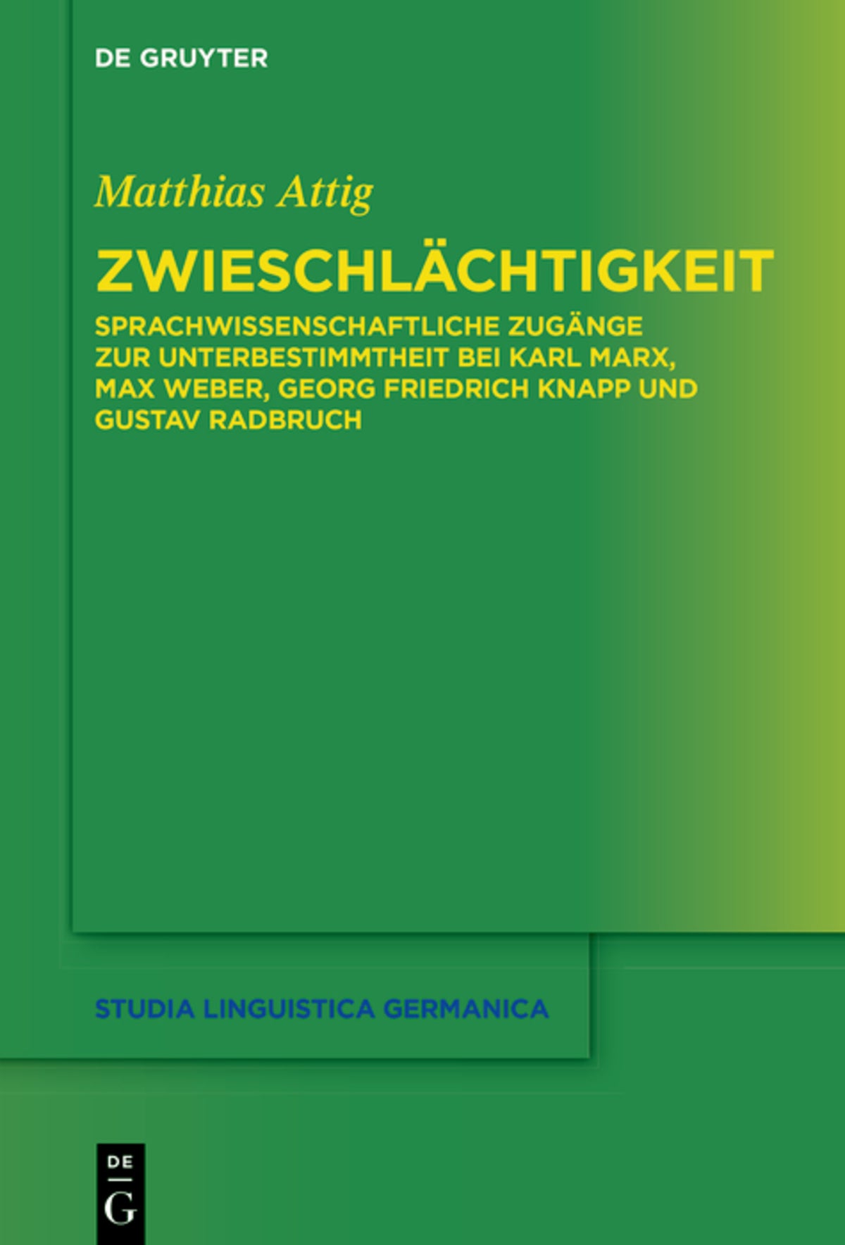 Cover image for Zwieschlächtigkeit ISBN 9783110727173