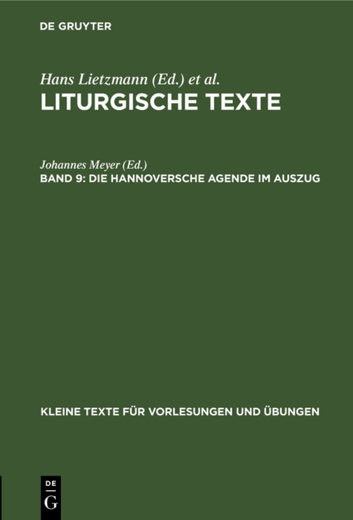 Cover image for Die Hannoversche Agende im Auszug ISBN 9783110996586