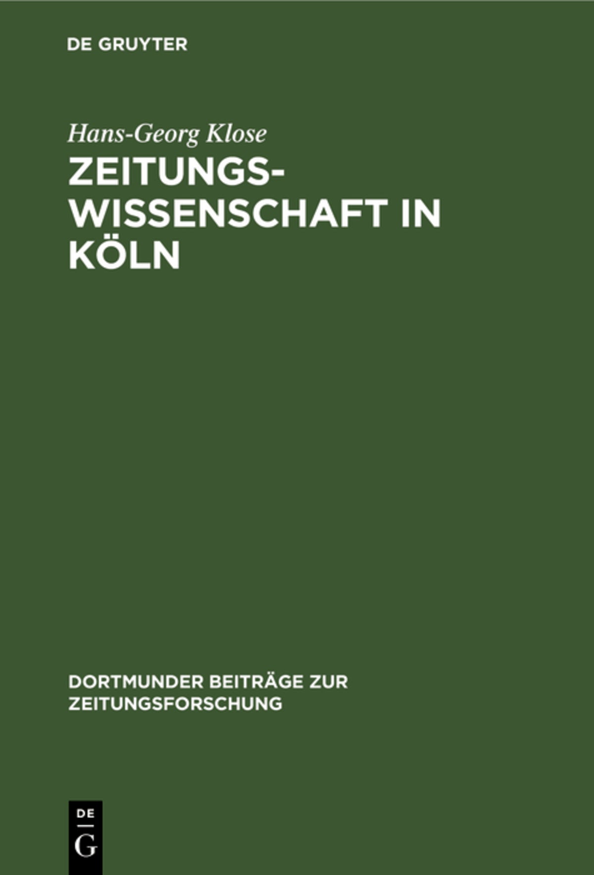 Cover image for Zeitungswissenschaft in Köln ISBN 9783598213021