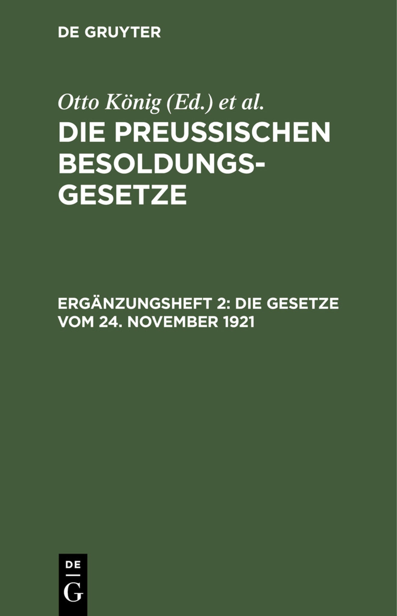 Die Gesetze vom 24. November 1921