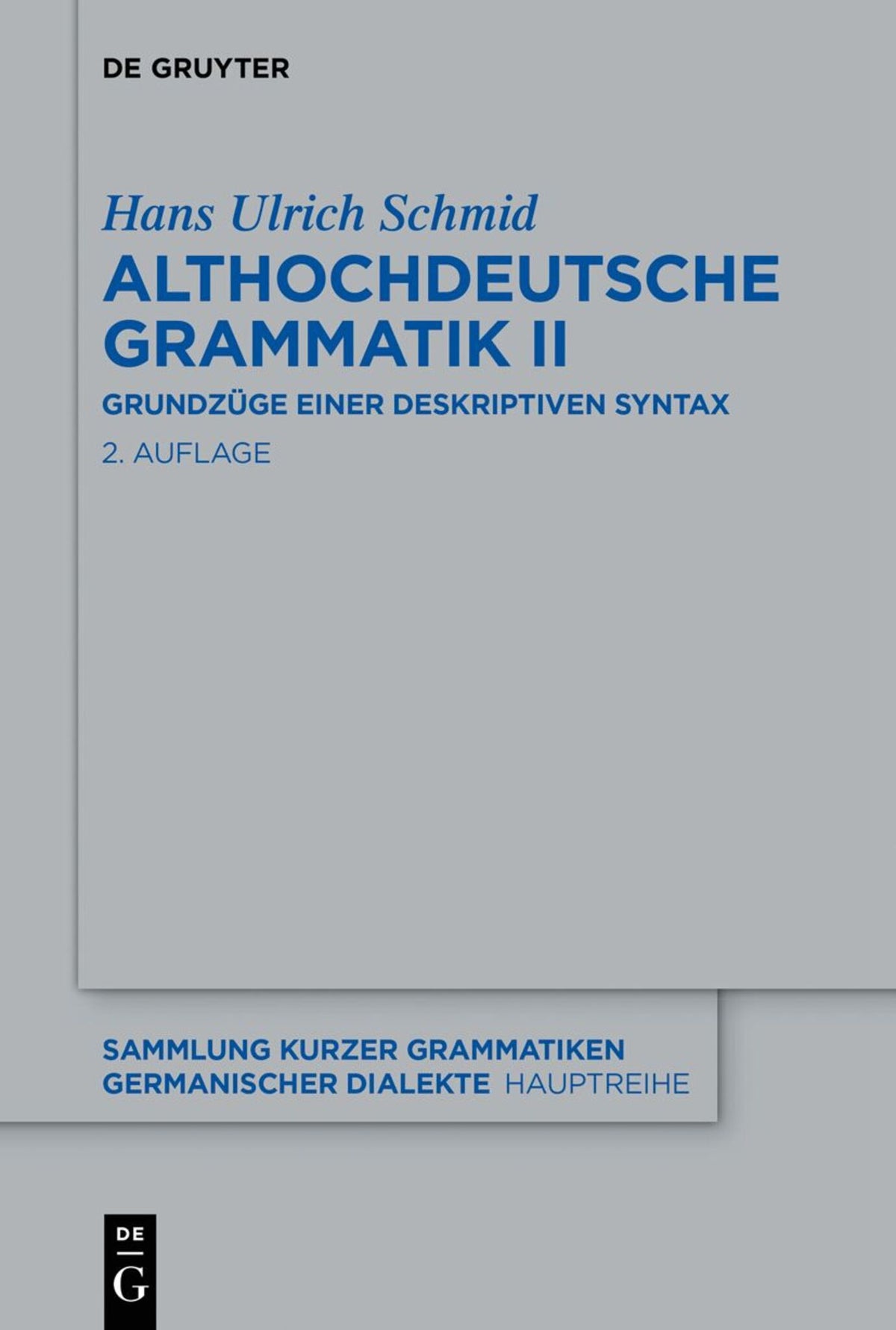 Cover image for Althochdeutsche Grammatik II ISBN 9783110782295