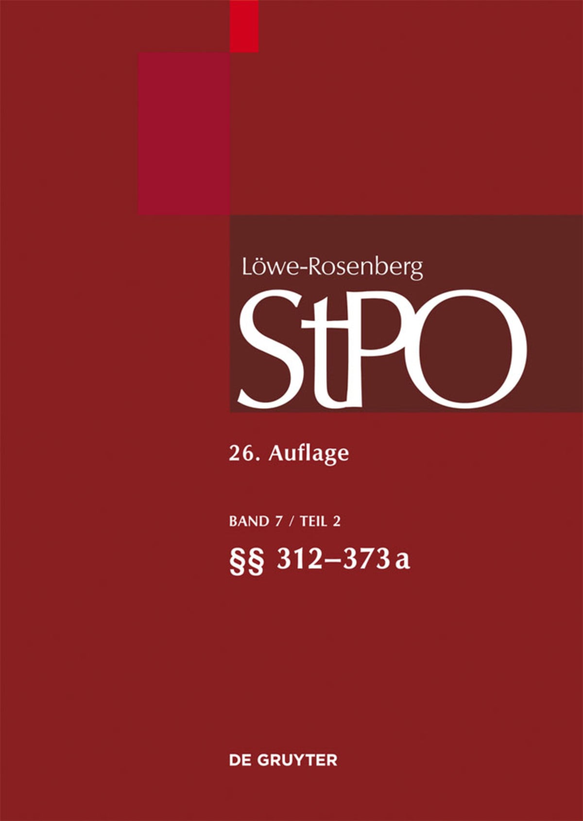 Cover image for §§ 312-373a ISBN 9783899494860