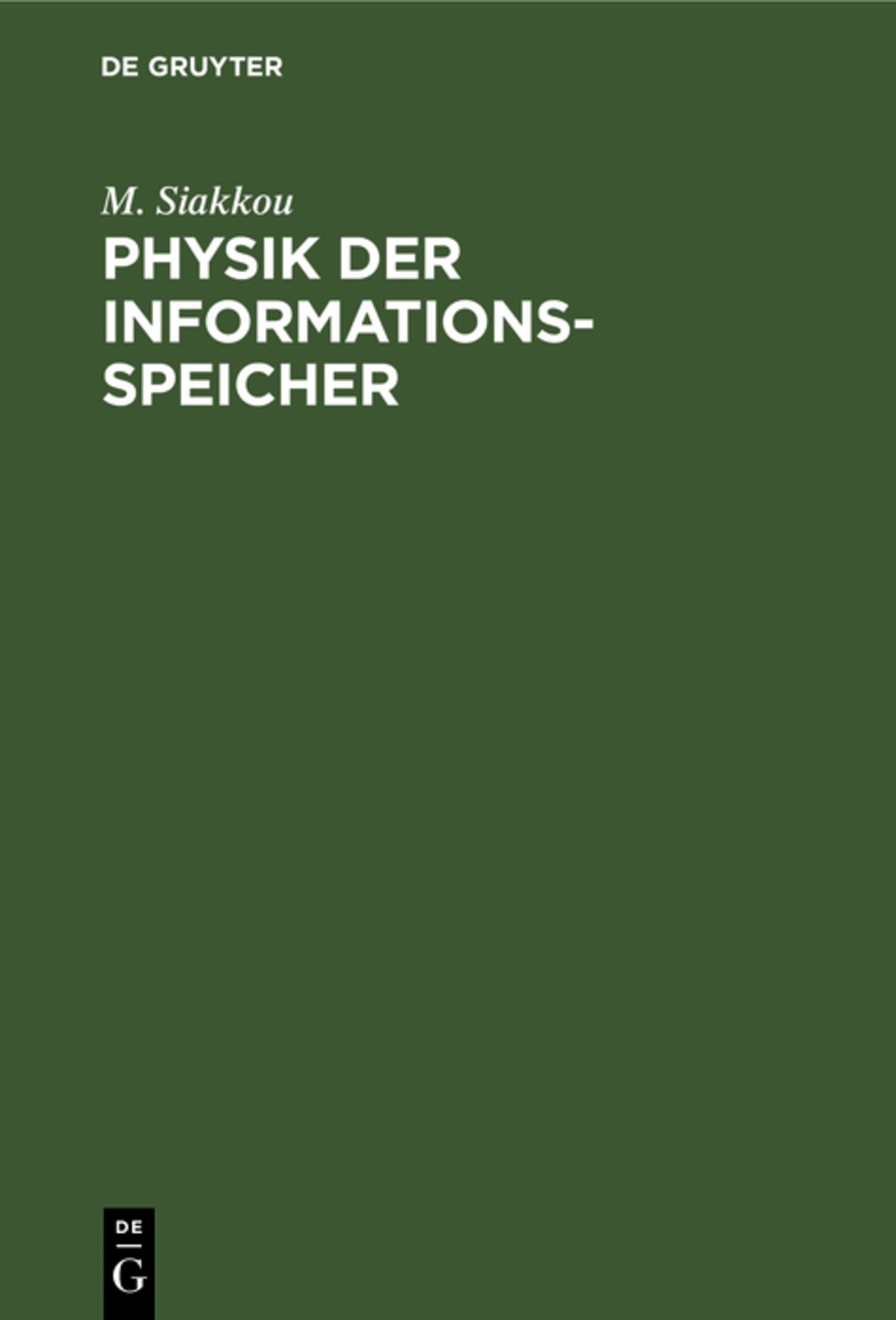Cover image for Physik der Informationsspeicher ISBN 9783112647158