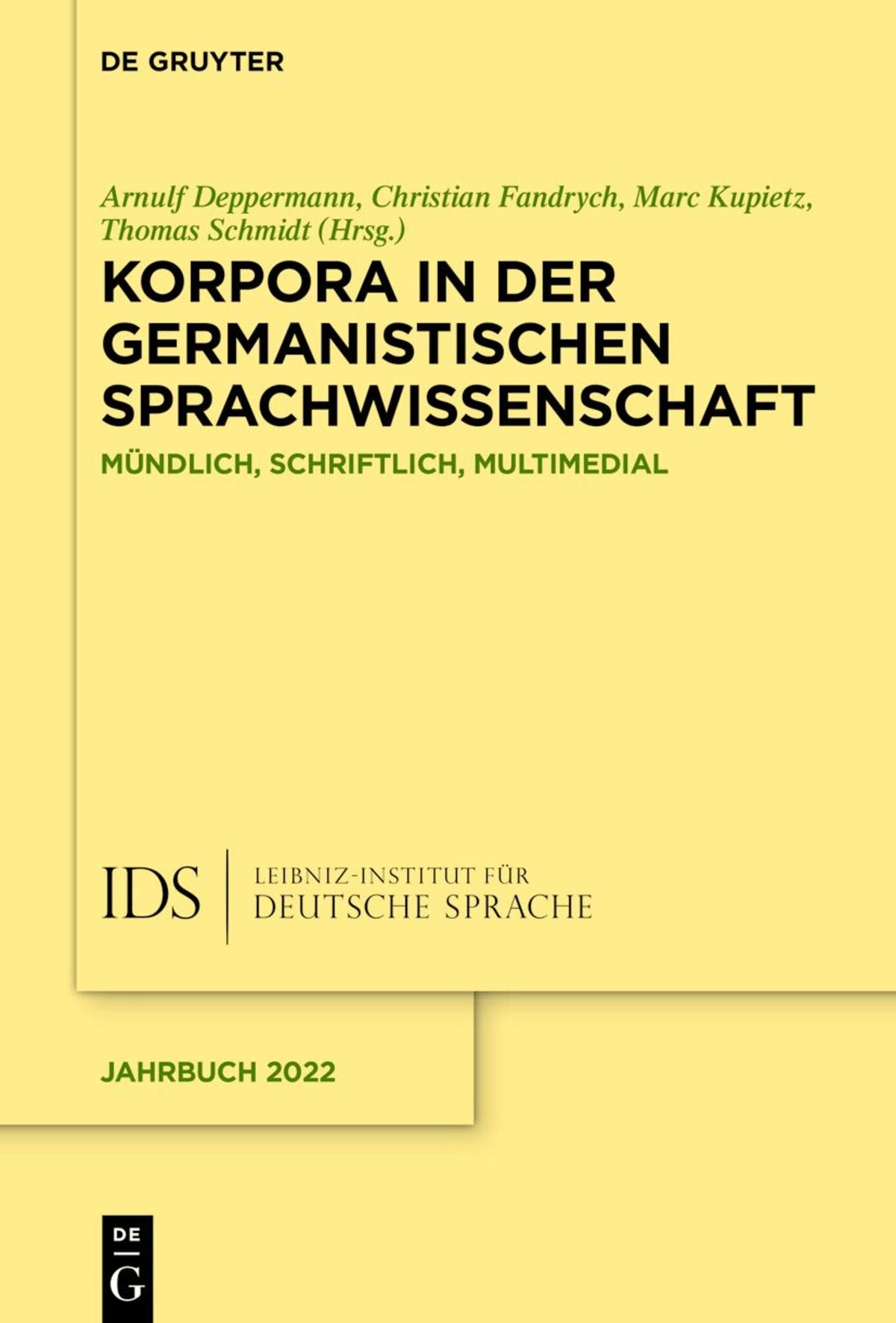 Cover image for Korpora in der germanistischen Sprachwissenschaft ISBN 9783111085371