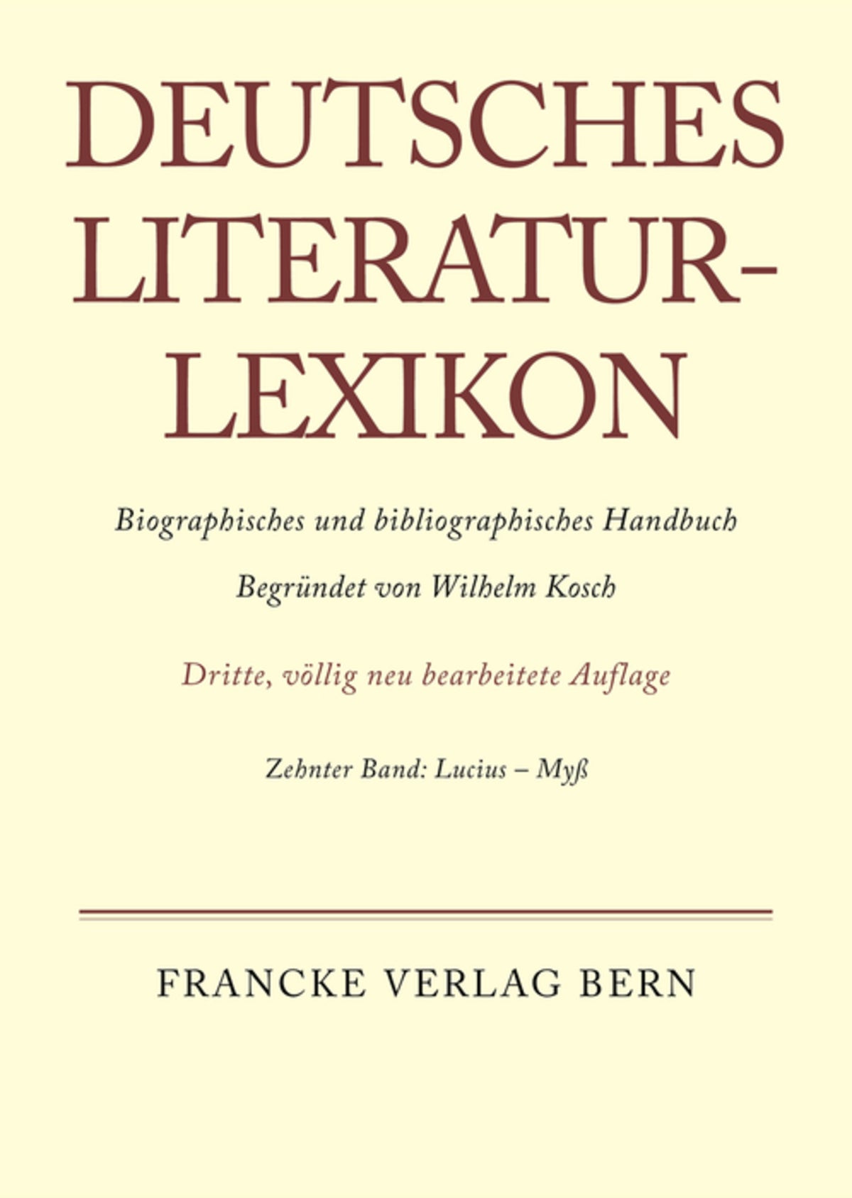 Cover image for Lucius - Myss ISBN 9783907820100