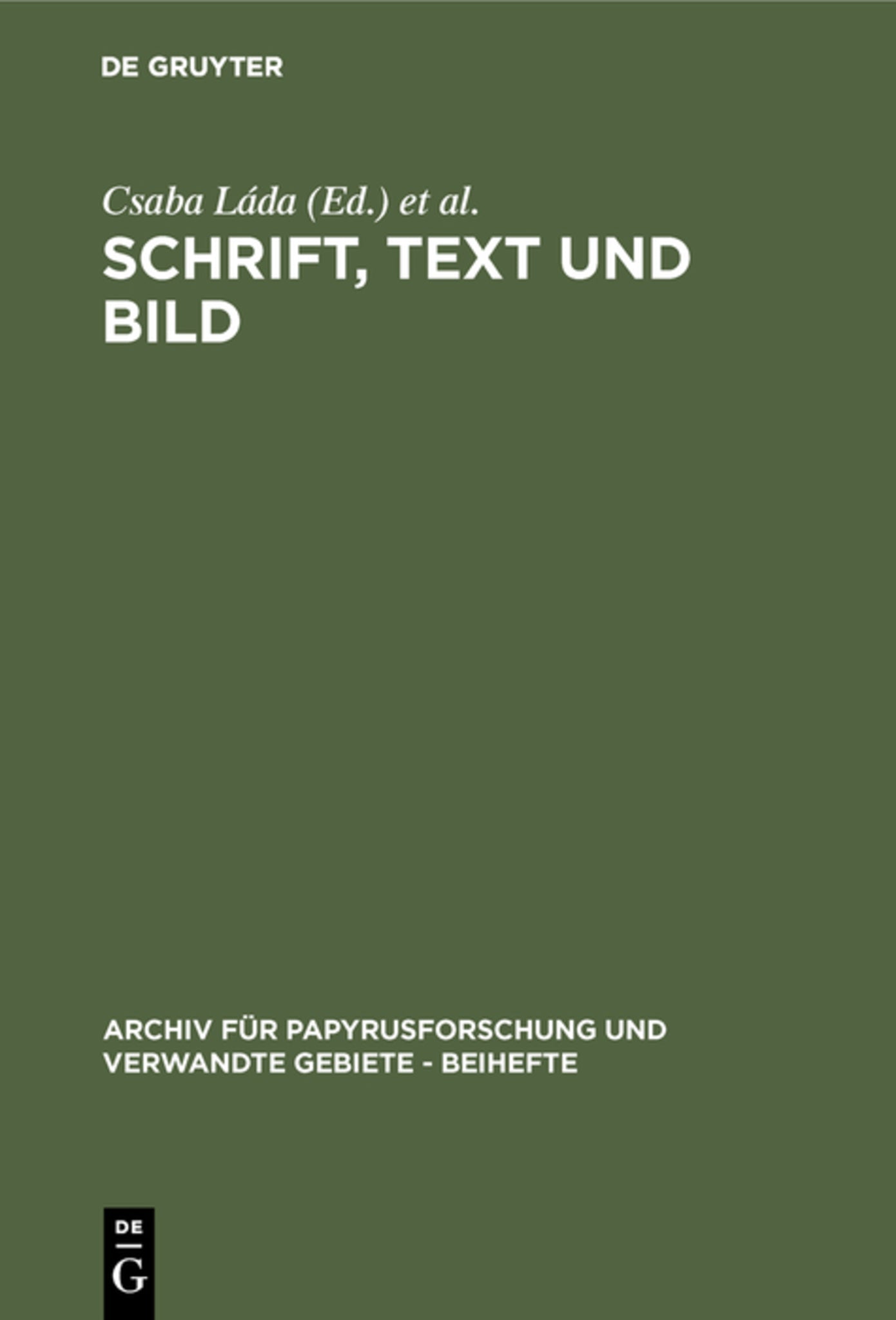 Cover image for Schrift, Text und Bild ISBN 9783598775963