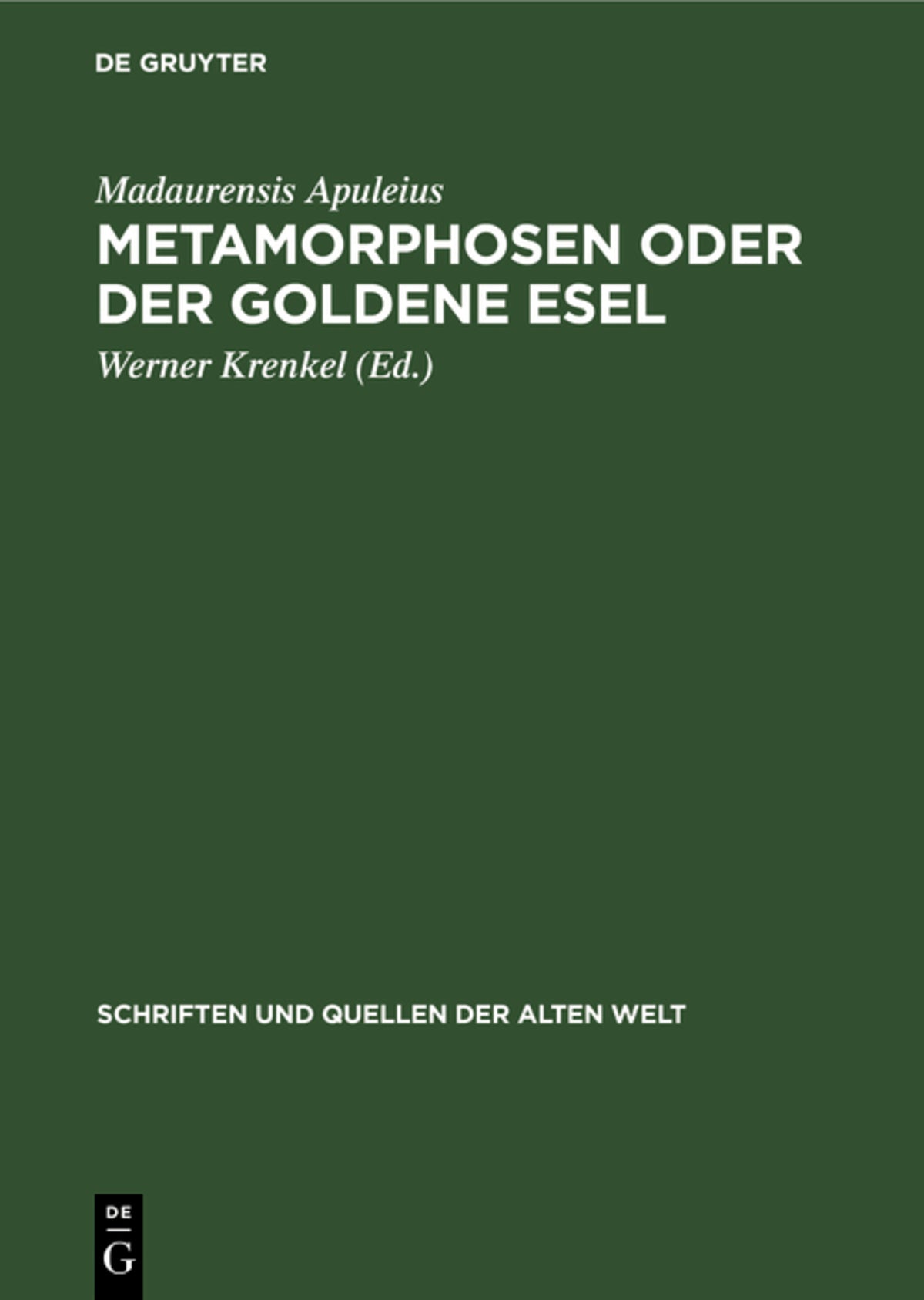 Cover image for Metamorphosen oder der Goldene Esel ISBN 9783112479131