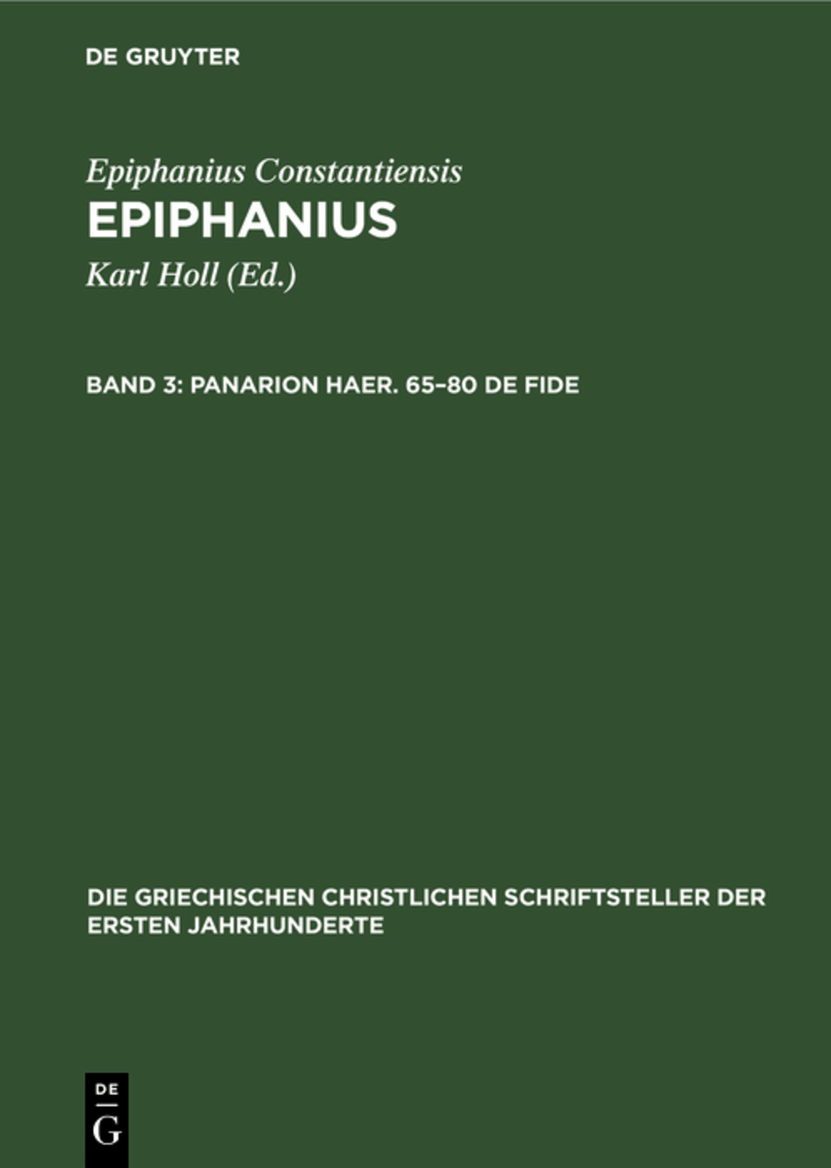 Cover image for Panarion Haer. 65–80 De Fide ISBN 9783112471692