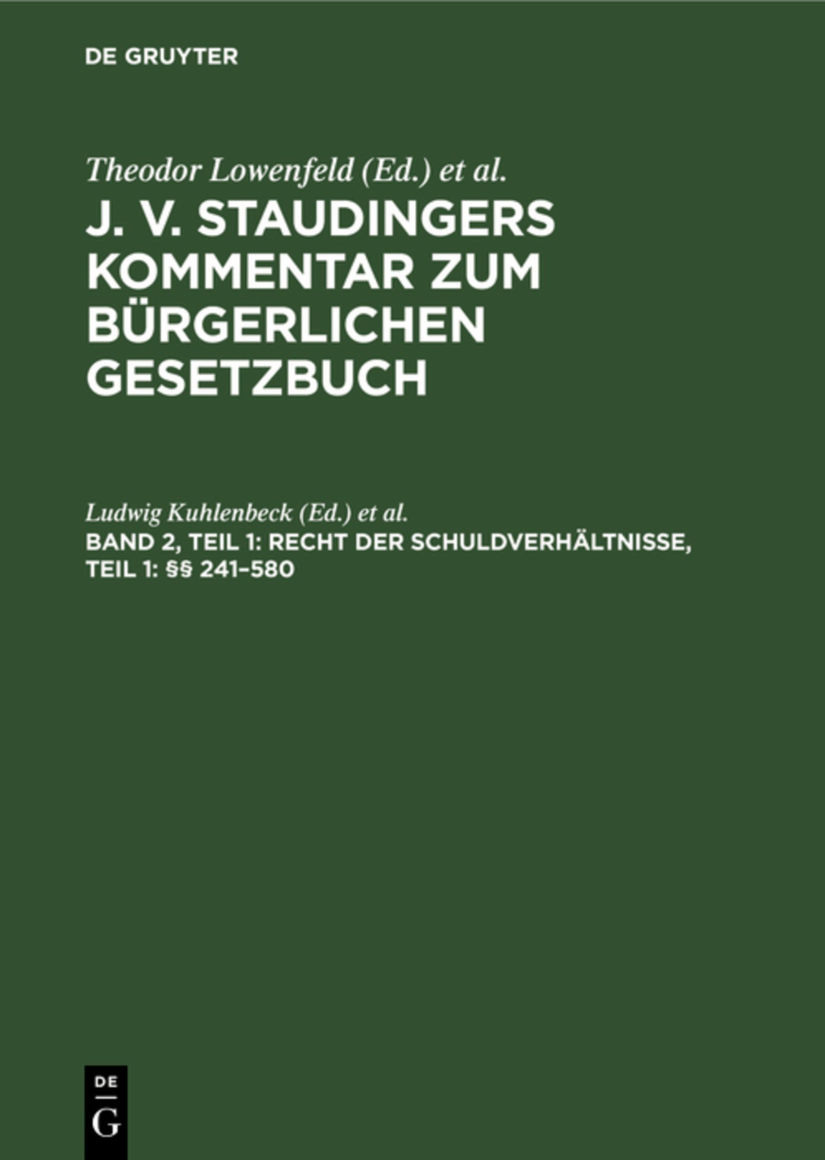 Cover image for Recht der Schuldverhältnisse, Teil 1: §§ 241–580 ISBN 9783112346792